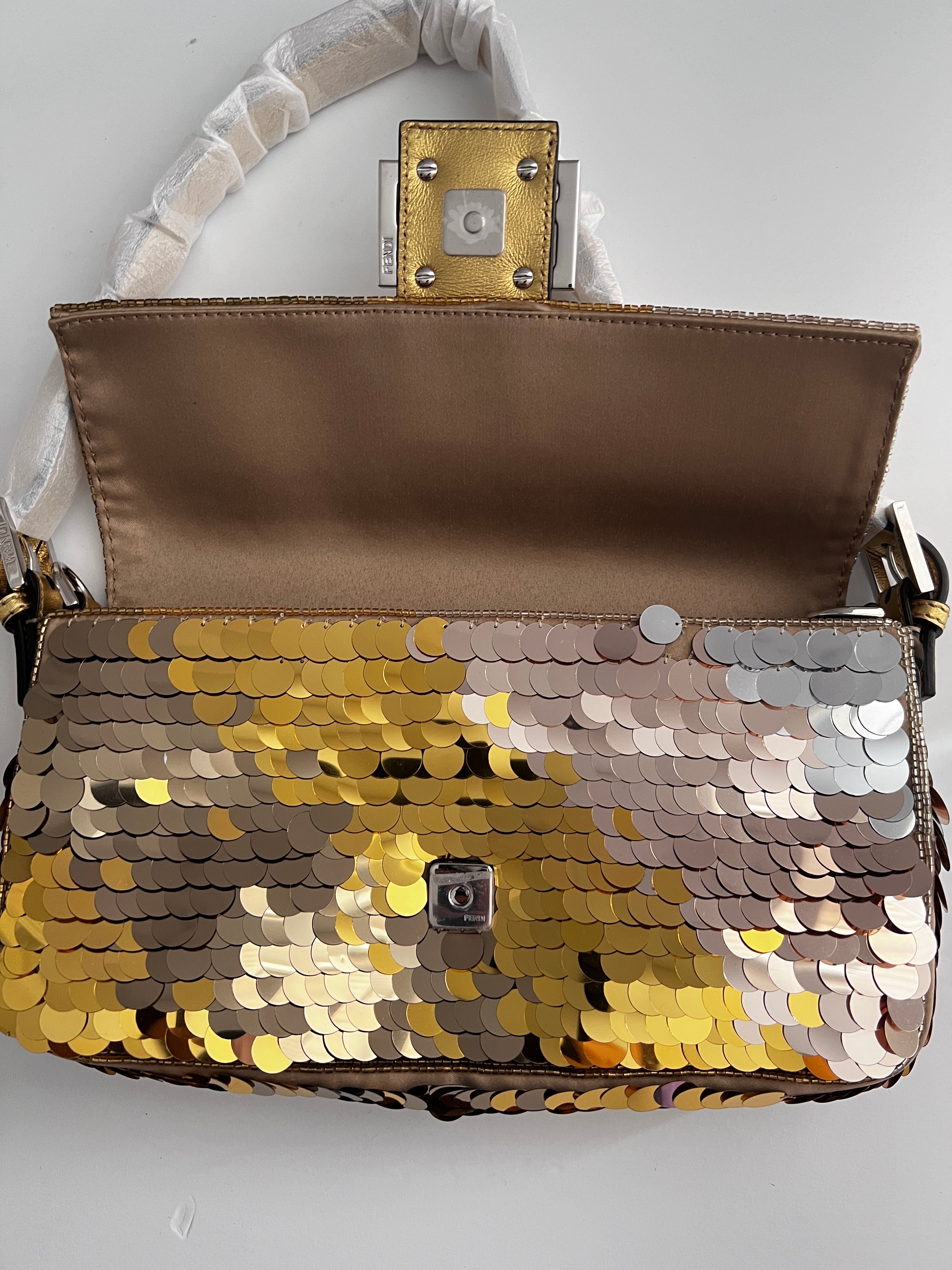 Fendi 1997 Baguette Bag with Sequin Paillettes - Luxury Shoulder Bag for Women, Perfect for Evening Parties & Special Occasions