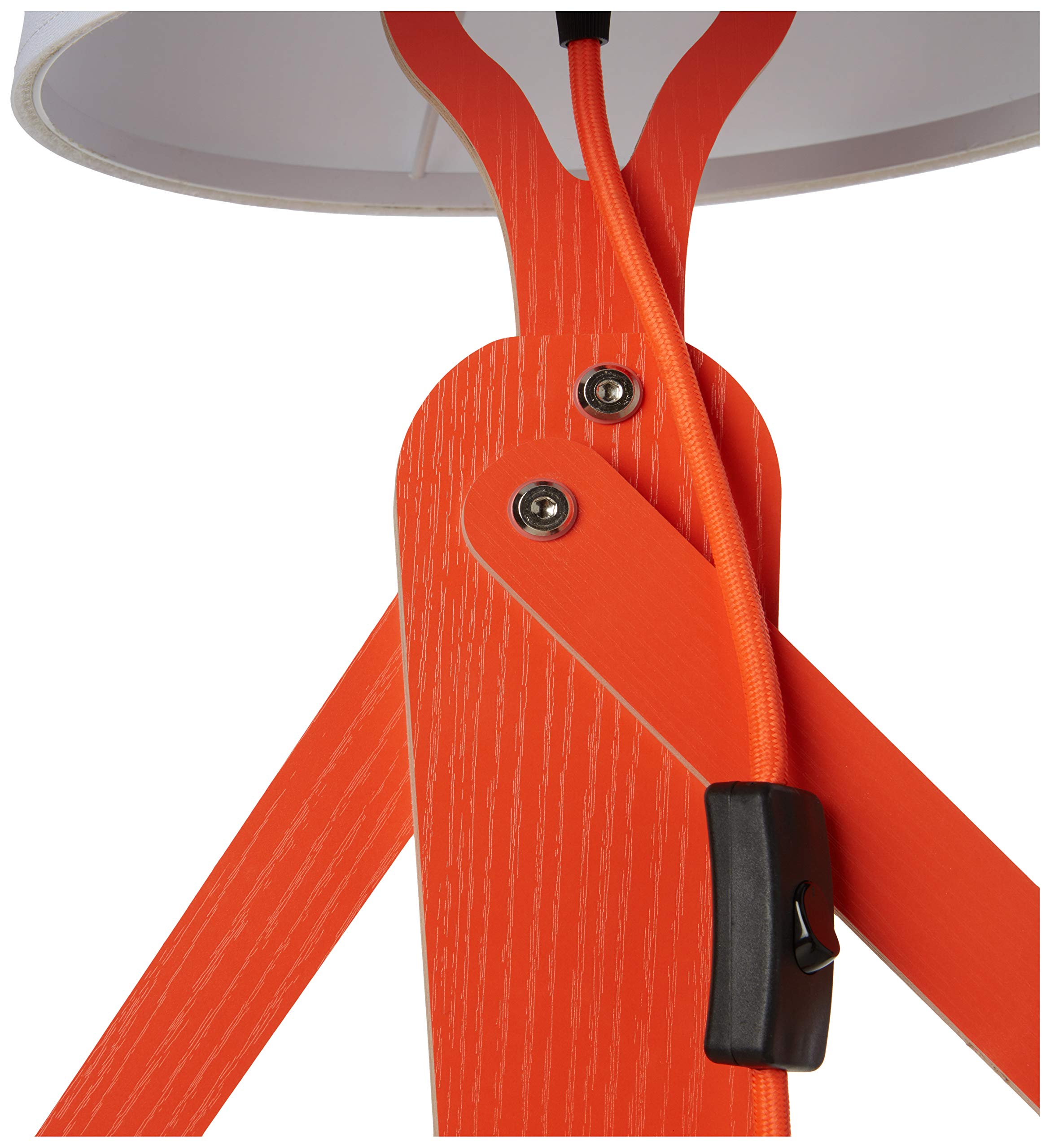 Stylish Wooden Floor Lamp with Swing Arm - Tall Decorative Standing Light for Living Room, Bedroom, Office & Farmhouse - Energy Efficient LED Bulb Included (Orange) - Perfect Reading Lamp & Cozy Home Decor Gift Idea