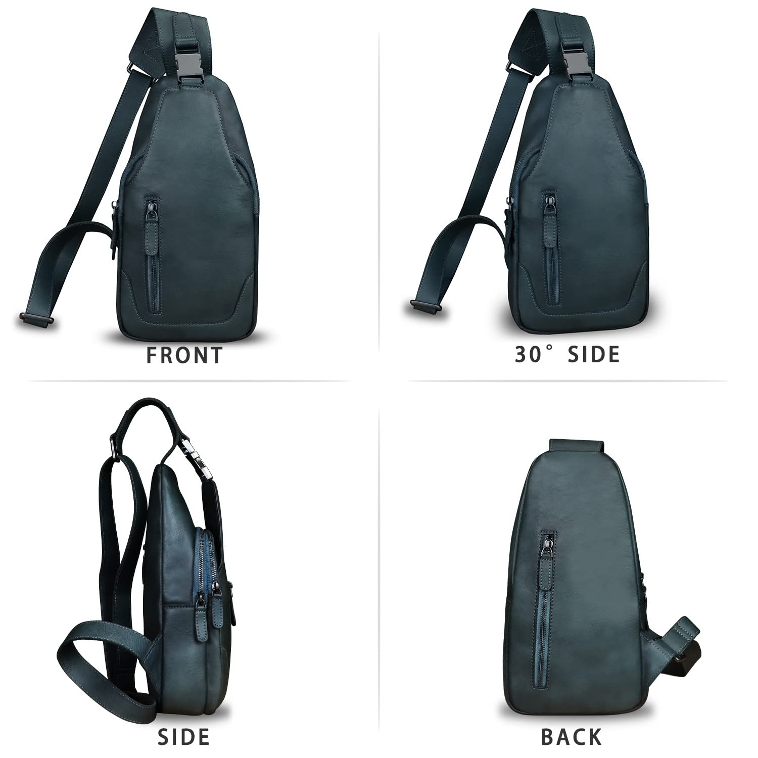 Premium Genuine Leather Sling Bag for Men & Women - Durable Crossbody Shoulder Backpack Chest Purse - Perfect for Travel, Work, and Everyday Use