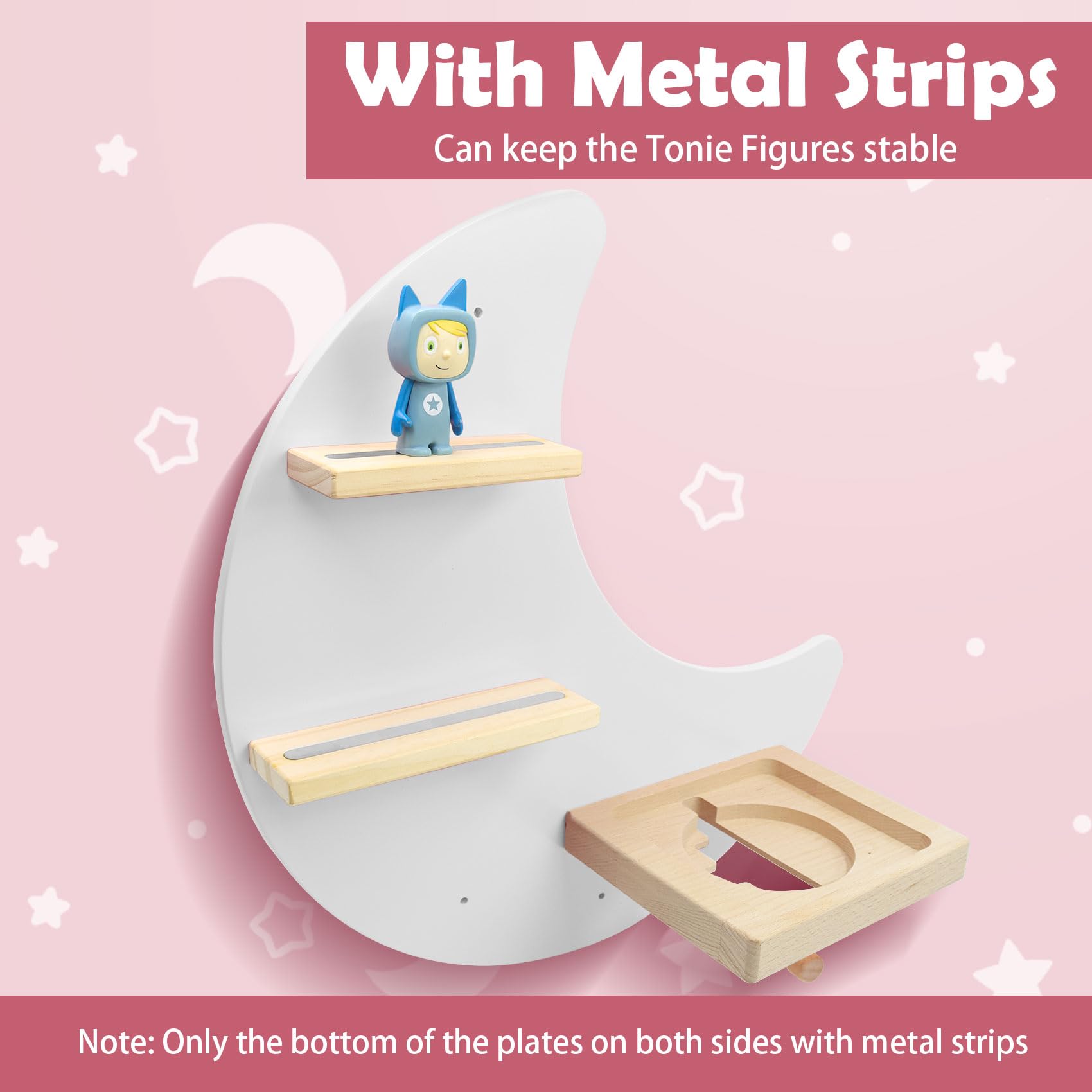 Magnetic Wooden Floating Shelves for Toniebox - Wall Mounted Storage Set for Tonie Figures, Compatible with Tonie Box Player - Perfect for Kids' Room Organization & Display
