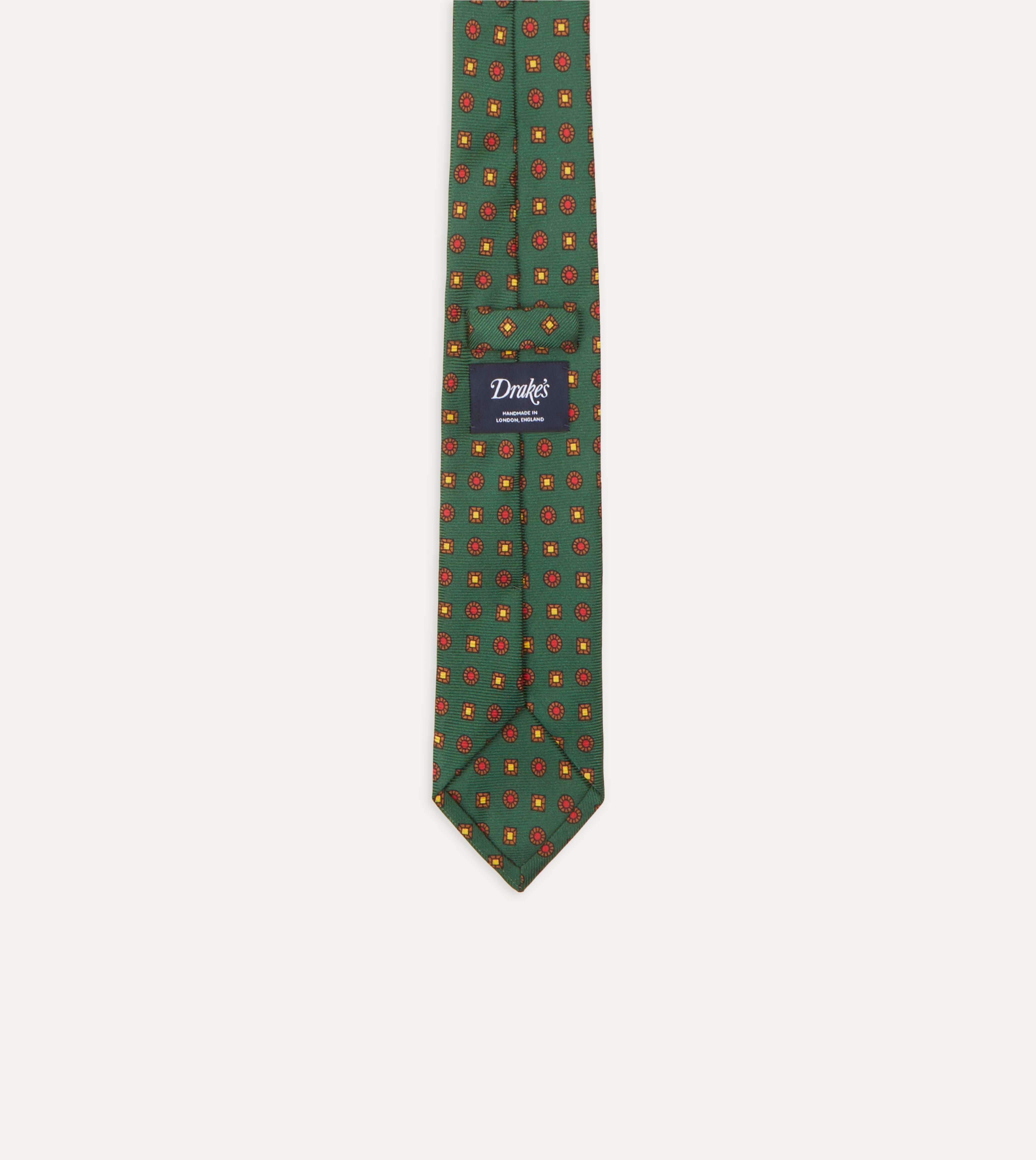 Stylish Green and Red Geometric Medallion Print Silk Tie for Men | Premium Madder Twill Fabric | Perfect for Business, Weddings & Formal Occasions