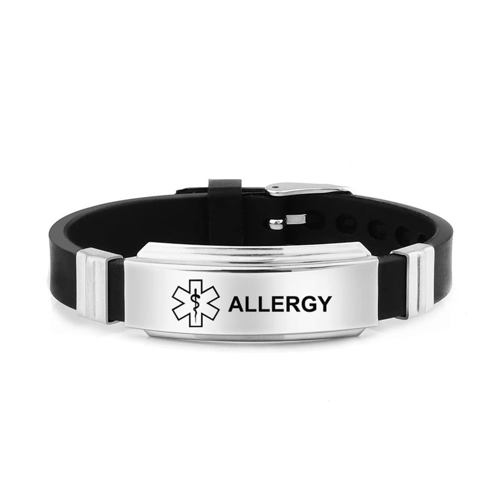 GREGARY Adjustable Silicone Medical Alert Bracelet for Men & Women - Emergency Medical ID Wristband for Sports & Daily Wear - Perfect for Healthcare, Fitness & Outdoor Activities