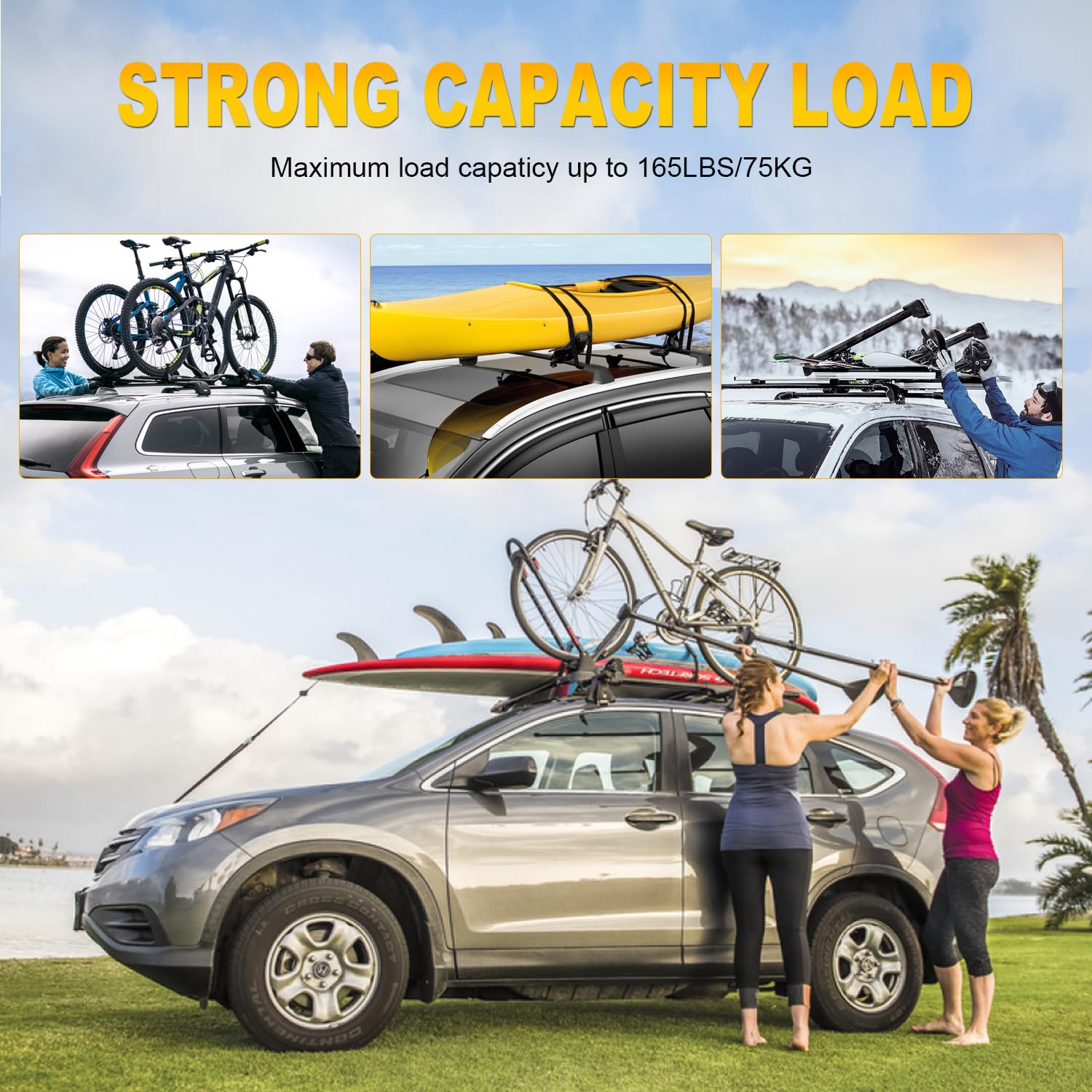 OCPTY Universal Roof Rack for Mazda CX-5 2017-2019 | Heavy Duty Cargo Carrier for Luggage, Kayak, Canoe, Bike, Snowboard & Ski | Perfect for Road Trips, Camping & Outdoor Adventures