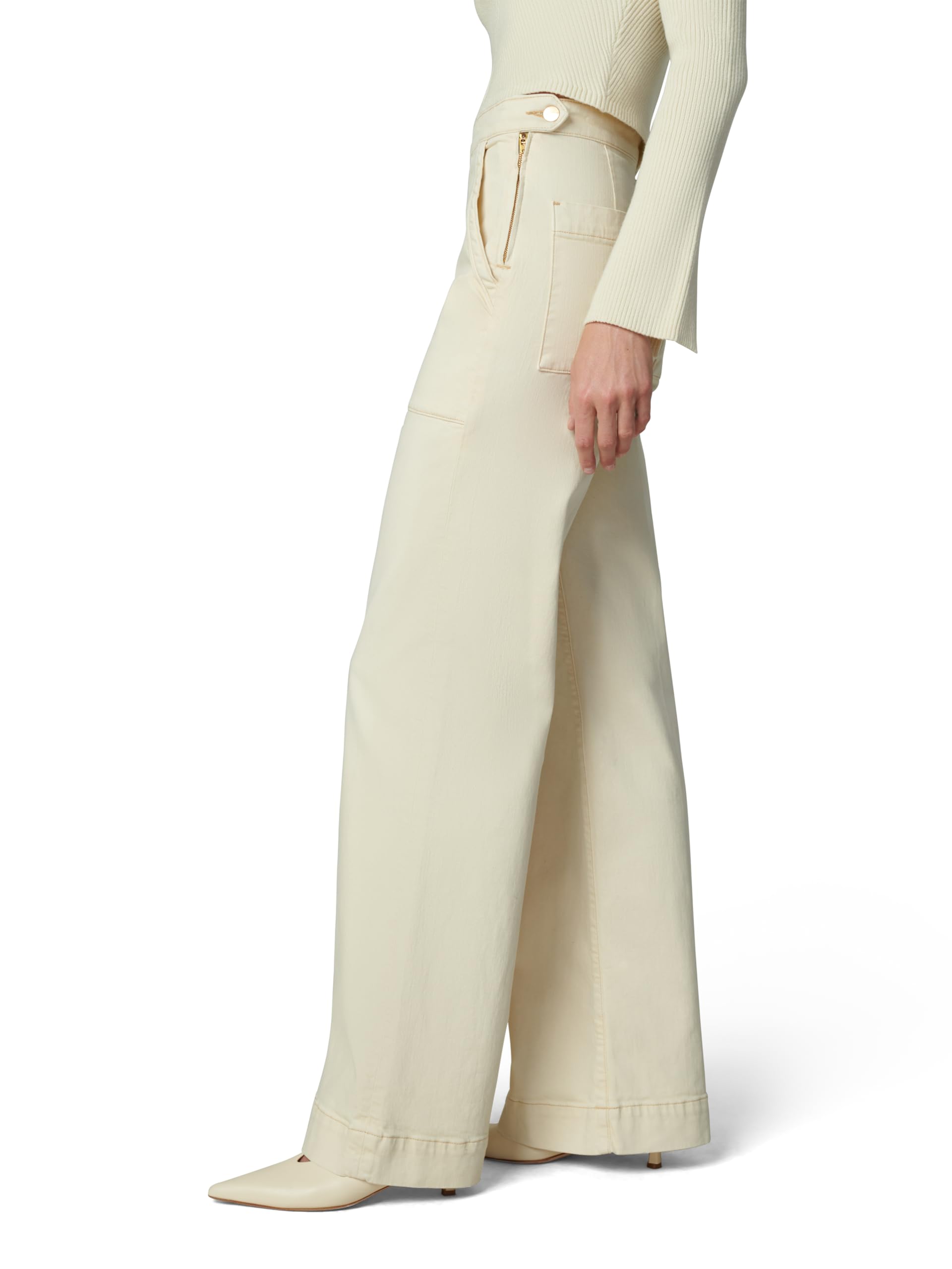 Joe's Women's Side Zip Wide Leg Pants - Comfortable Stretchy High Waist Trousers for Work, Office & Casual Wear