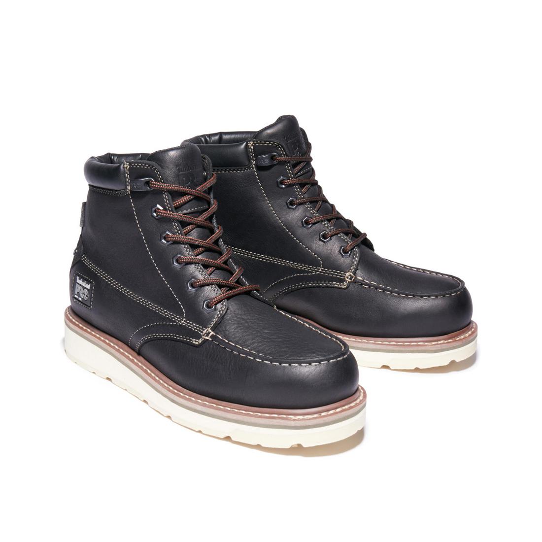 Gridworks 6 Inch Soft Toe Waterproof Work Boots for Men - Black Slip Resistant Safety Shoes for Construction, Hiking & Outdoor Activities
