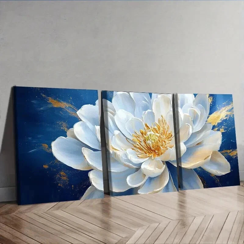 3-Piece Oversized White Flowers Wall Art Set - Framed Canvas 50x70cm (20x28in) | High Quality Print | 100% Australian Made | Ready to Hang | Perfect for Living Room, Bedroom & Office Decor