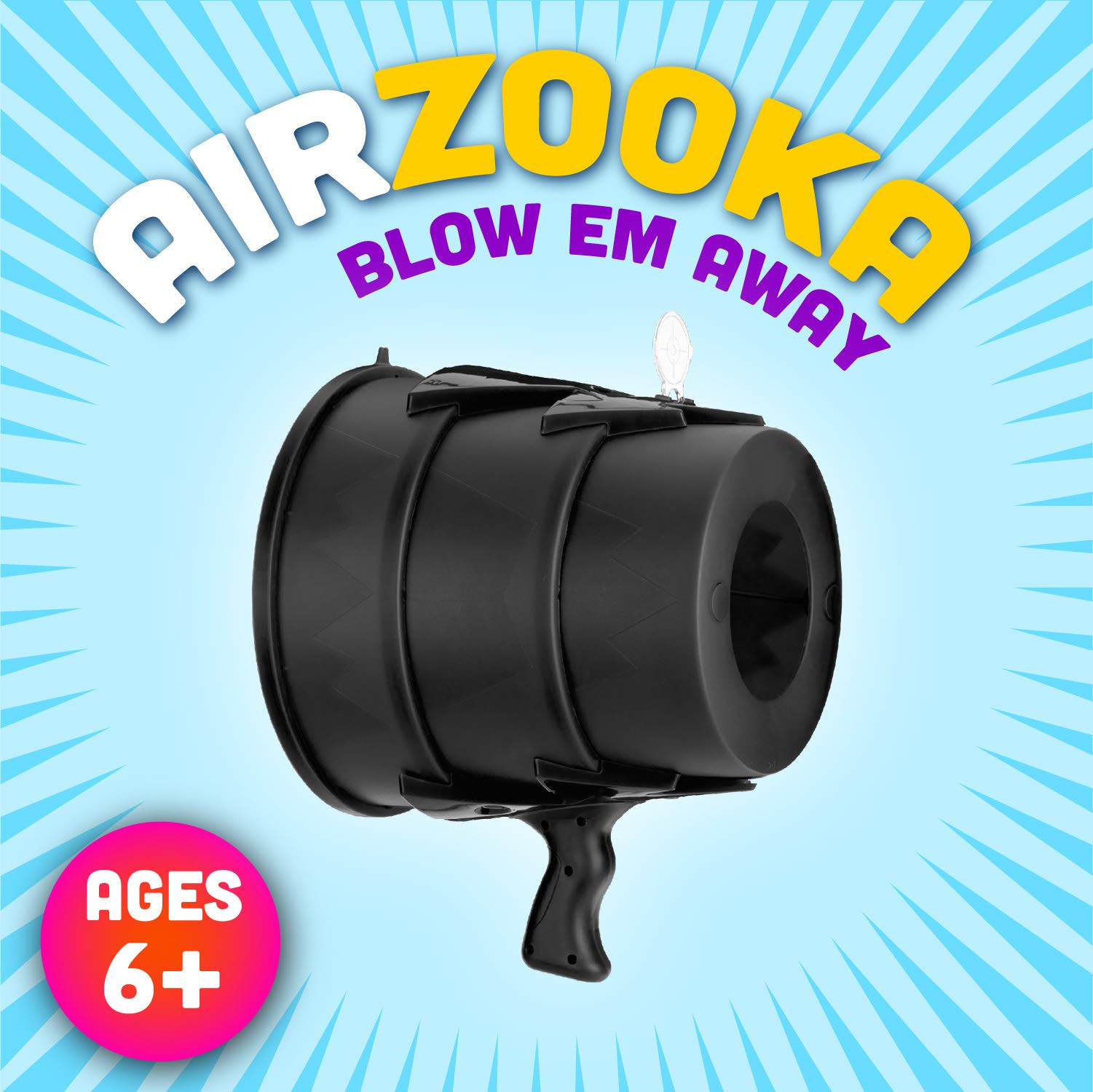 Airzooka Air Blaster Toy - Fun Air Cannon for Kids & Adults (Ages 6+) - Powerful Air Flow for Indoor/Outdoor Play - Great for Parties, Classrooms & Backyard Fun - Black