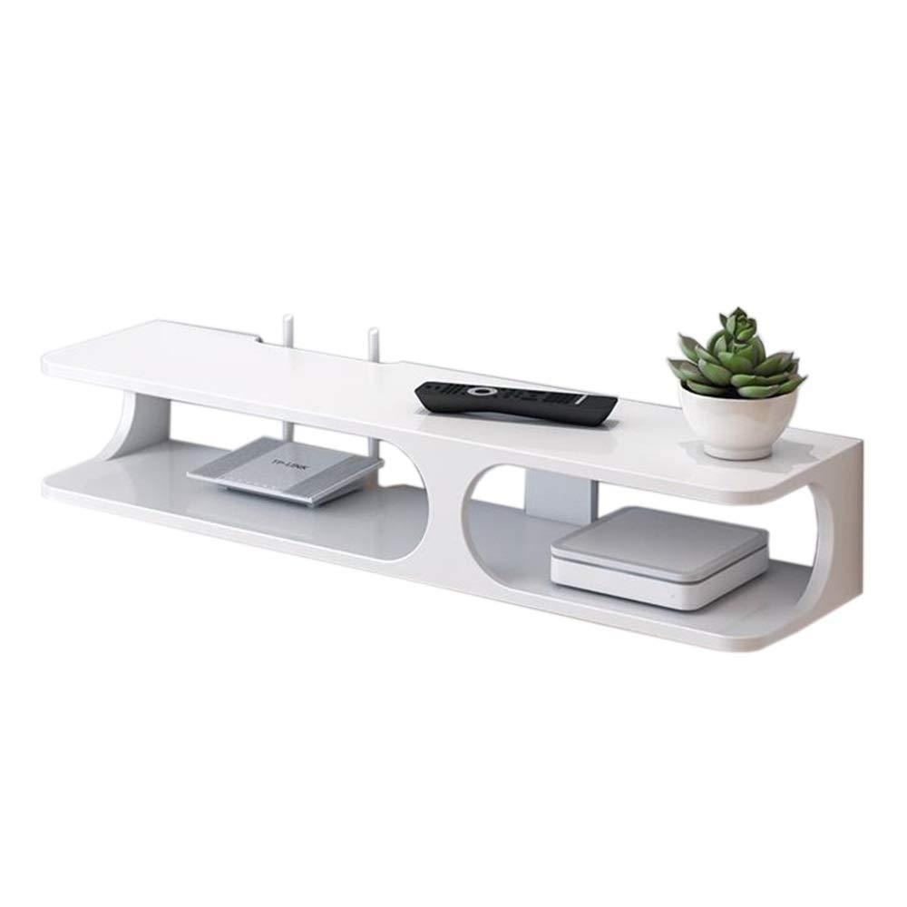 Wall Mounted TV Shelf Set - Open Design Media Console for Living Room & Bedroom - Holds Set Top Box, Router with Cable Management Holes - 35.4
