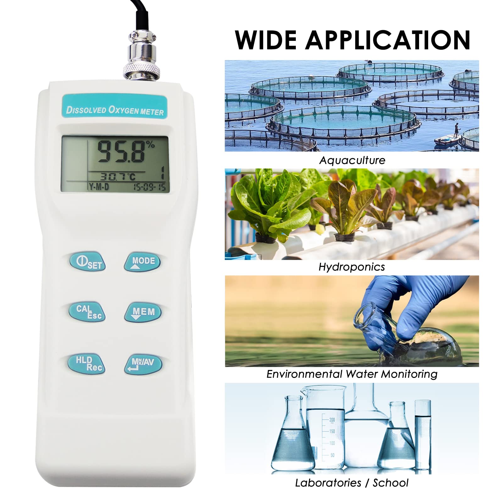 Portable Digital Dissolved Oxygen Meter with Temperature Sensor - 99 Data Logging Groups, DO Analyzer for Aquarium, Hydroponics, Ponds & Water Testing | Perfect for Home, Lab & Field Use