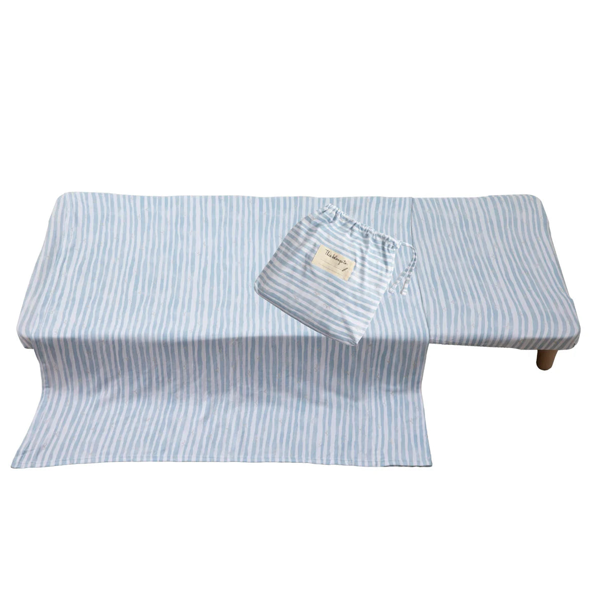 Premium Stacking Bed Sheet Set with Carry Bag - Blue Stripes - Perfect for Travel, Camping & Dorm Room Essentials