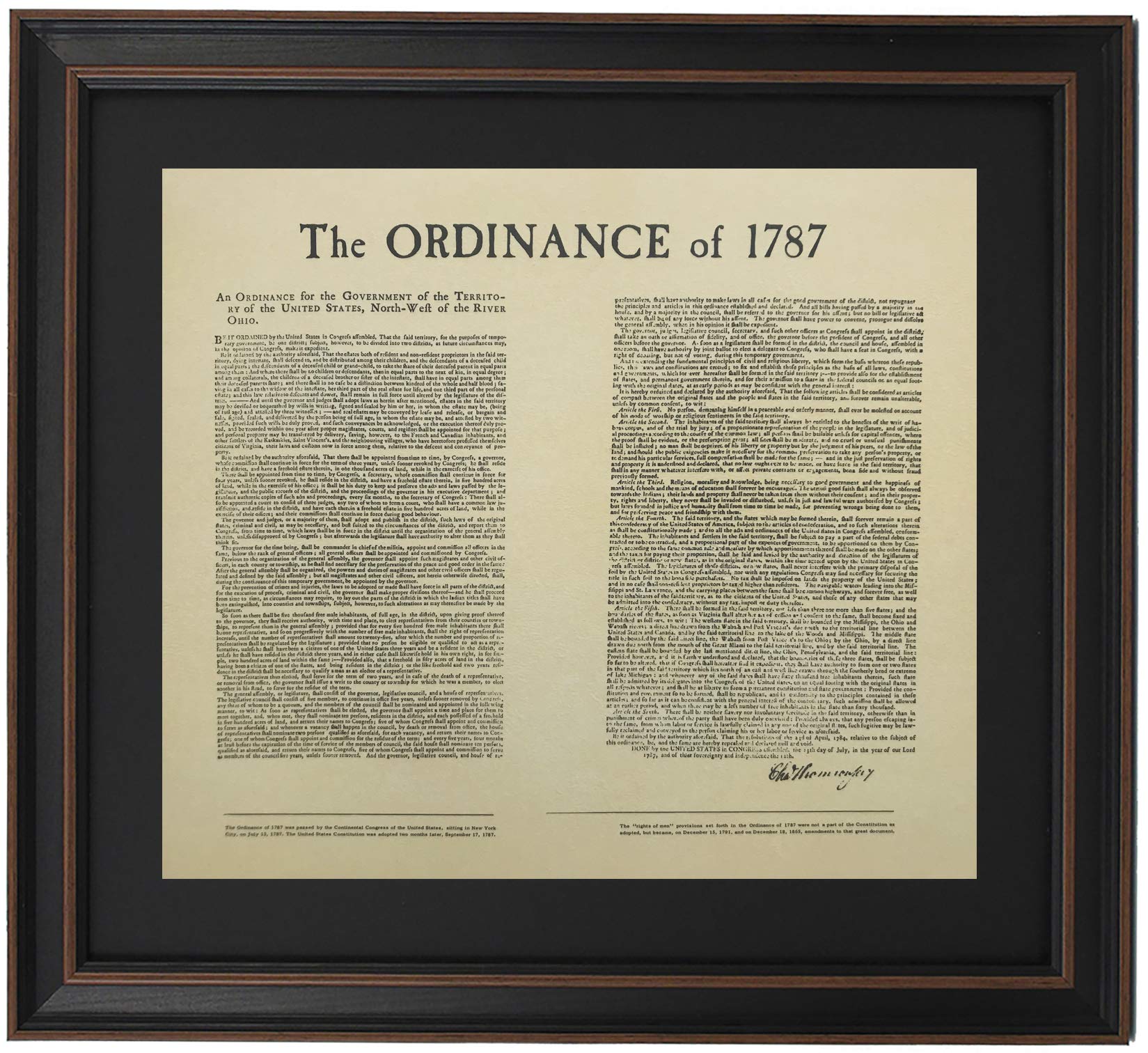 Framed Ordinance of 1787 Replica - Authentic Historical Document Display - Handmade in USA - Perfect Gift for History Enthusiasts & Home Office Decor