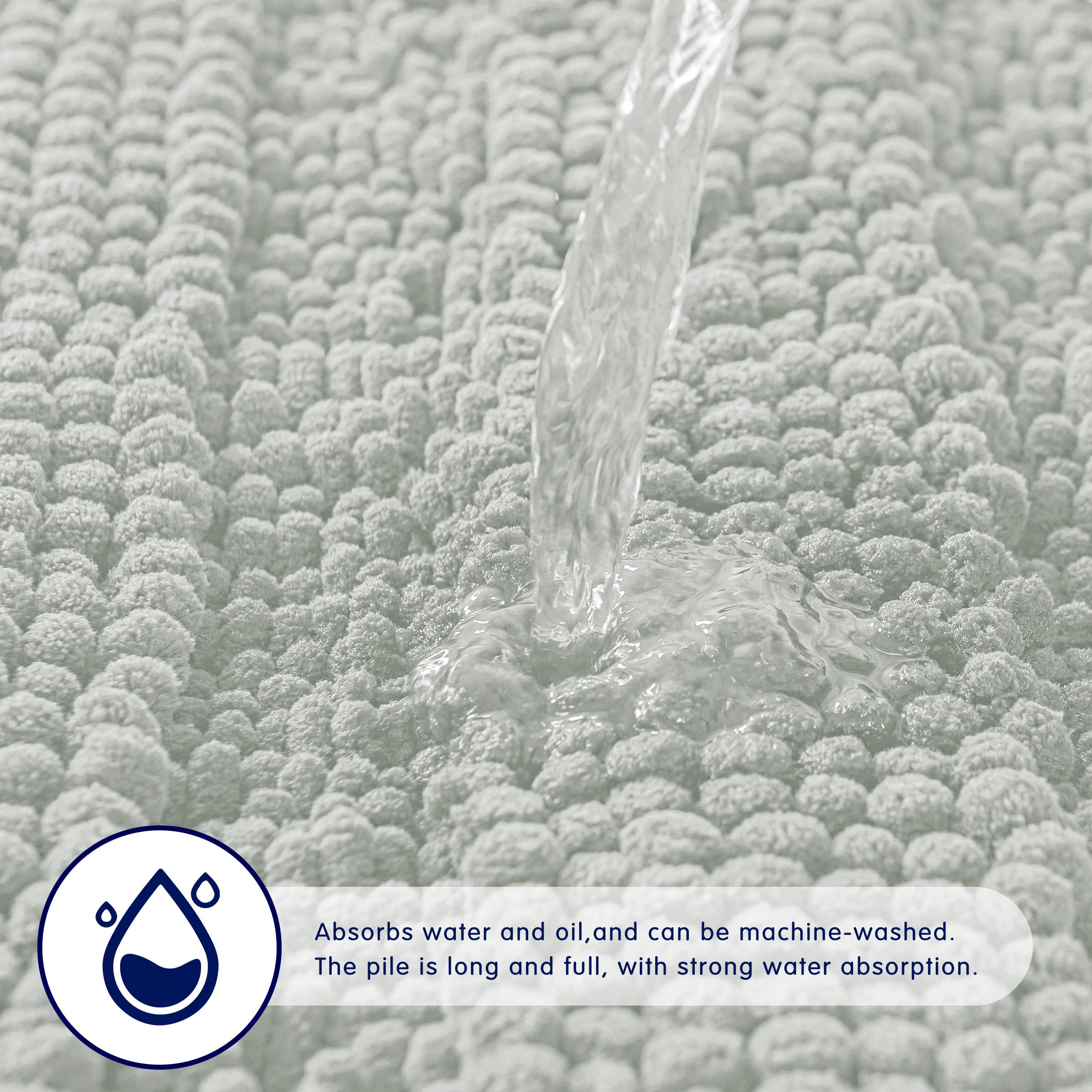 SUBRTEX Soft Striped Plush Bathroom Rug - Absorbent Quick-Drying Machine Washable Bath Mat for Shower & Floor (20x32 Inch, Light Gray) | Non-Slip Cozy Home Decor for Bathroom, Bedroom & Laundry Room