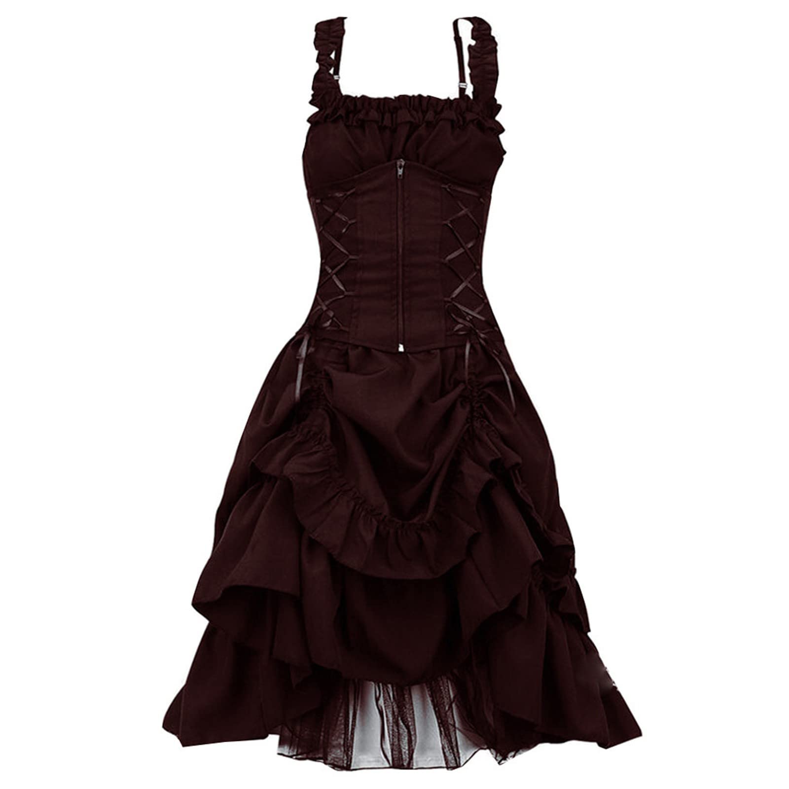 FMopq Women's Summer Gothic Vintage Dress - Steampunk Retro Sleeveless Princess Dress for Casual Wear | Perfect for Cosplay, Renaissance Fairs & Gothic Fashion Events