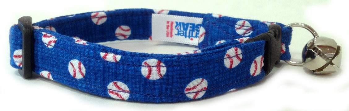 Breakaway Cat Collar with Blue Baseball Design - Safe & Adjustable Pet Collar for Indoor/Outdoor Cats - Made in USA for Quality Assurance | Perfect for Playtime & Daily Walks