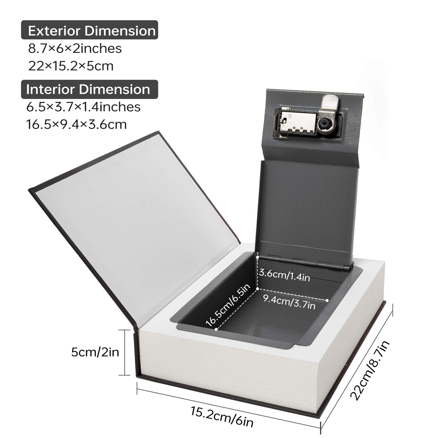 Real Paper Transfer Book Safe with Secret Hidden Compartment & Key Lock - 8.7×6×2 Inch Disguised Bible Book Safe for Valuables Storage - Perfect for Home Security, Travel Safety & Emergency Cash Hiding