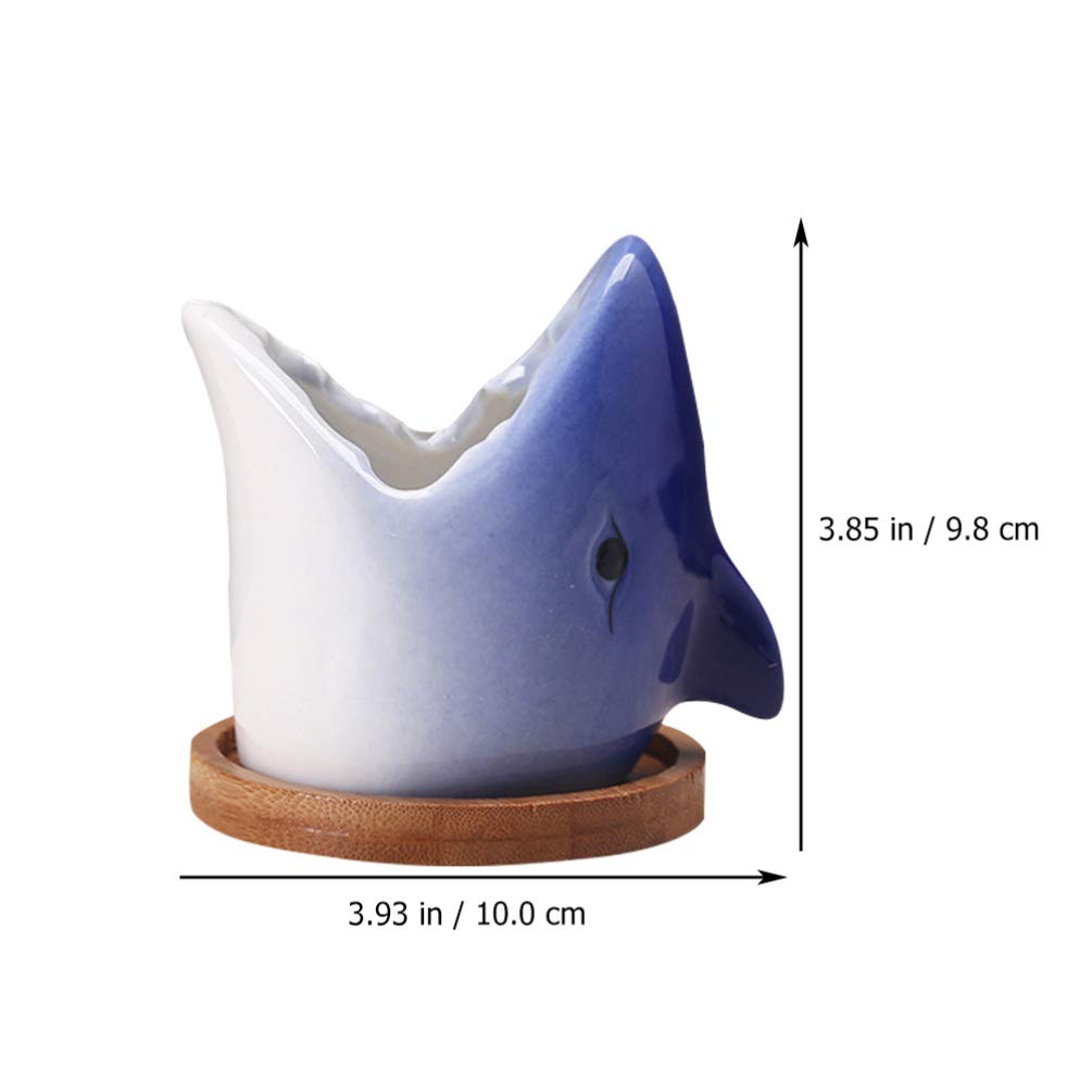 Stylish Hemoton Big Mouth Shark Planter - Ceramic Succulent & Bonsai Pot for Indoor Plants, Novelty Nautical Decor - Perfect for Home, Office, or Gift Giving