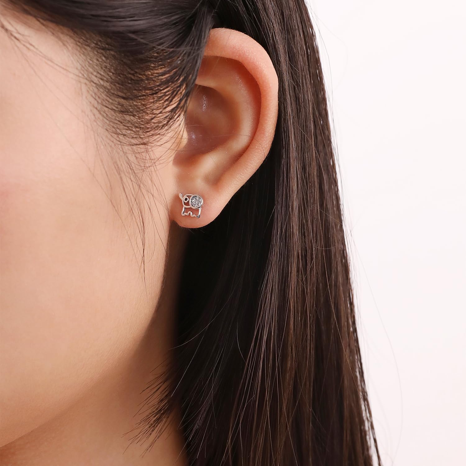 Meissa Sterling Silver Elephant Stud Earrings for Girls - Cute Animal Jewelry, Rose Gold Plated Studs, Novelty Earrings Gift for Kids, Women | Perfect for Birthdays, Parties & Everyday Wear