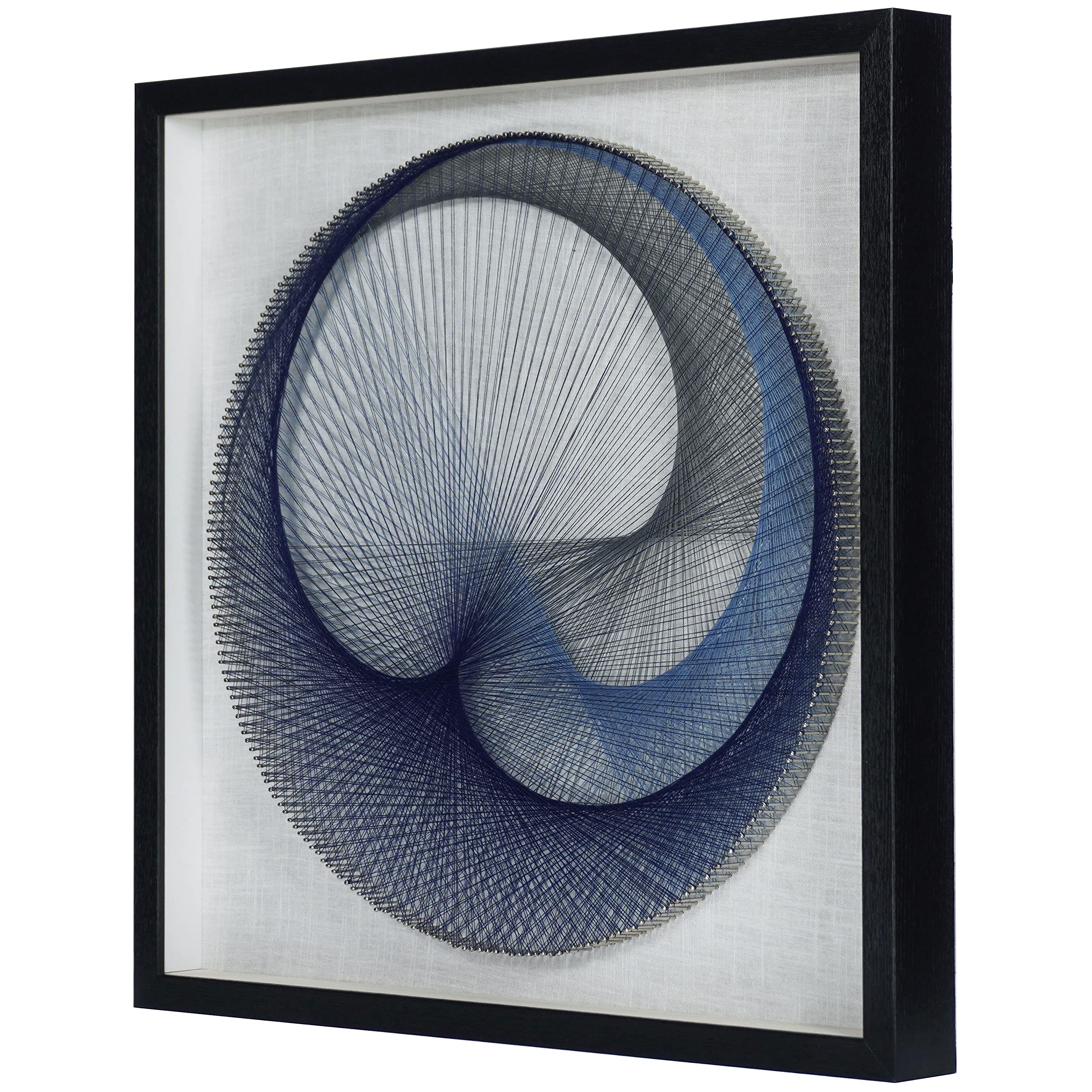 Abstract Blue String Art Shadow Box Wall Decor - Handmade Modern Home Decor for Living Room, Bedroom & Office - Unique Gift Idea for Housewarming & Birthday