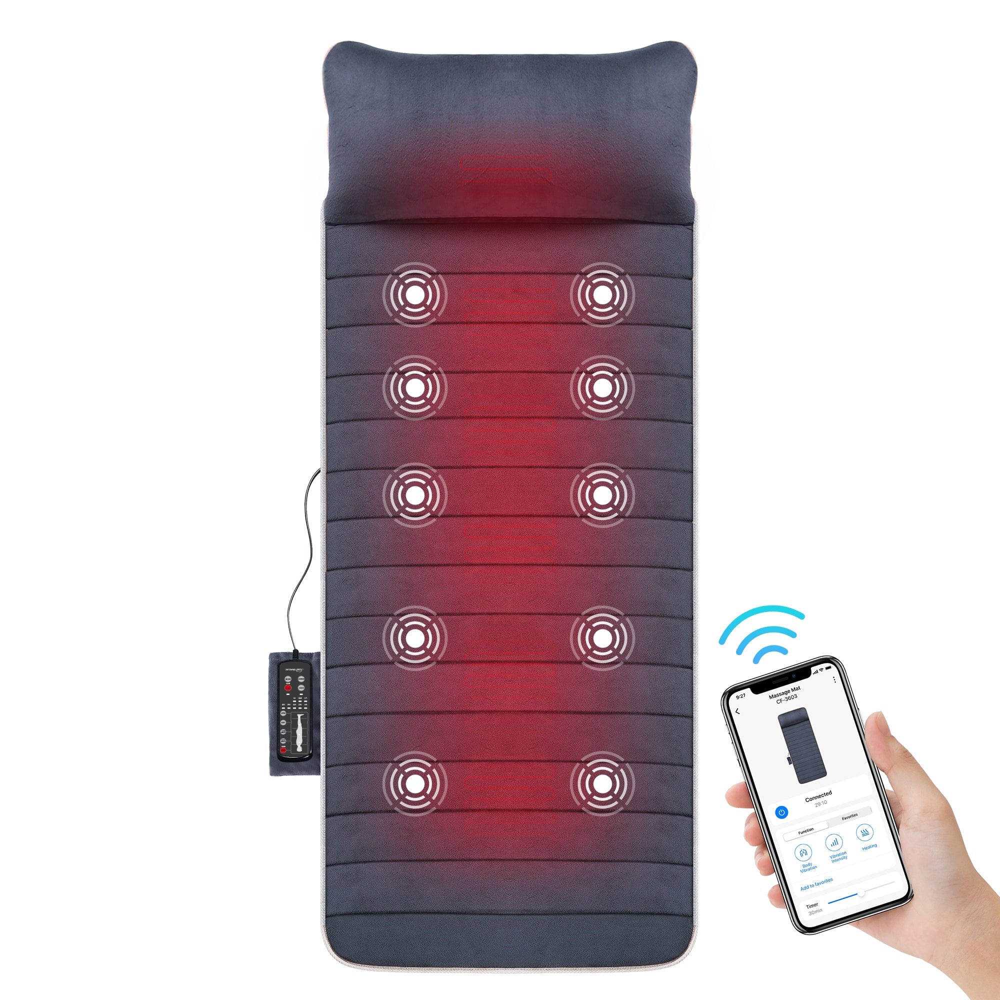 Snailax Full Body Massage Mat with Heating - 10 Vibration Motors, App Control for Neck, Back & Shoulder Pain Relief - Perfect for Home, Office & Car Use