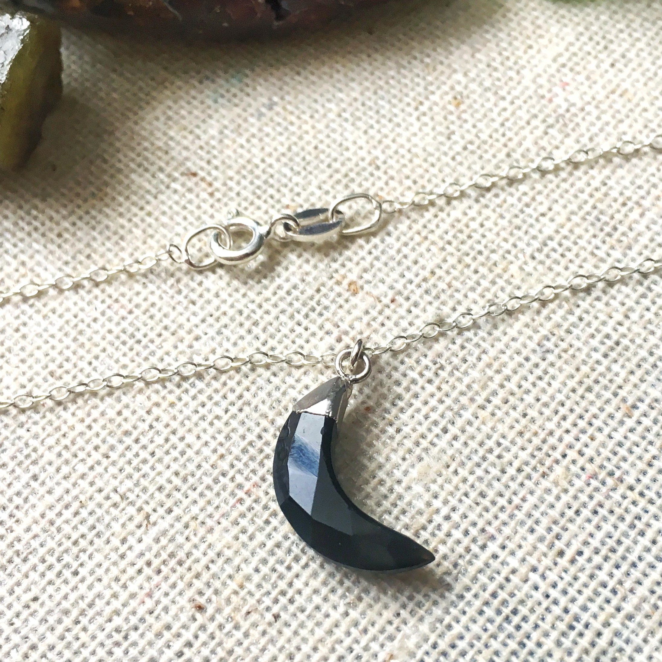 Onyx Crystal Moon Charm Necklace - Elegant Black Gemstone Jewelry for Women | Perfect for Everyday Wear, Meditation & Spiritual Healing
