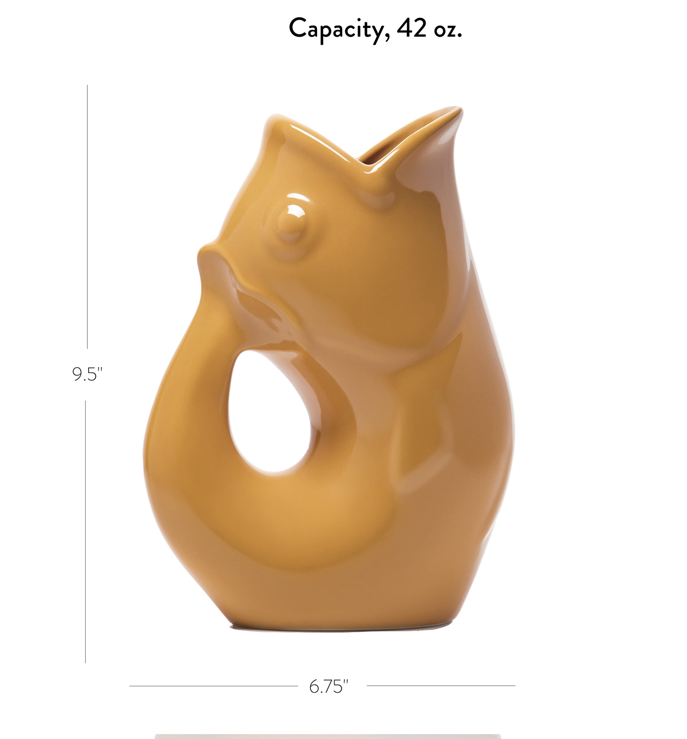 Gurgle Pot Mustard Yellow - Unique Handmade Ceramic Water Pitcher for Home Decor, Kitchen & Garden - Perfect for Entertaining, Gifts & Rustic Farmhouse Style