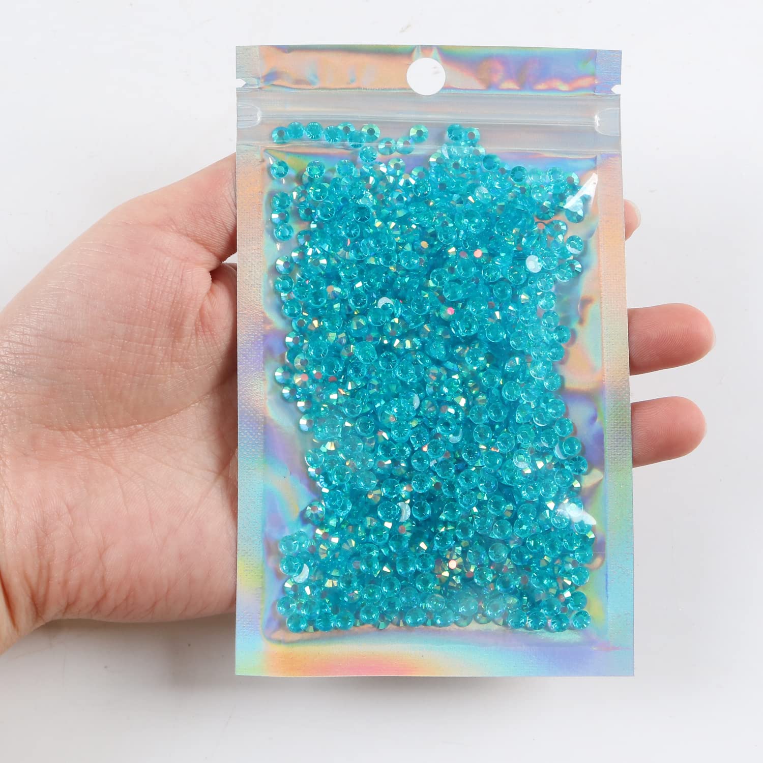 2500pcs 4mm 25g Jelly Rhinestones AB Color Non-Hotfix Glitter Resin Gems for Crafts - DIY Mugs, Water Bottles, Tumblers, Nail Art & Home Decor (T48 Transparent Aqua AB) | Perfect for Scrapbooking, Jewelry Making & Party Decorations