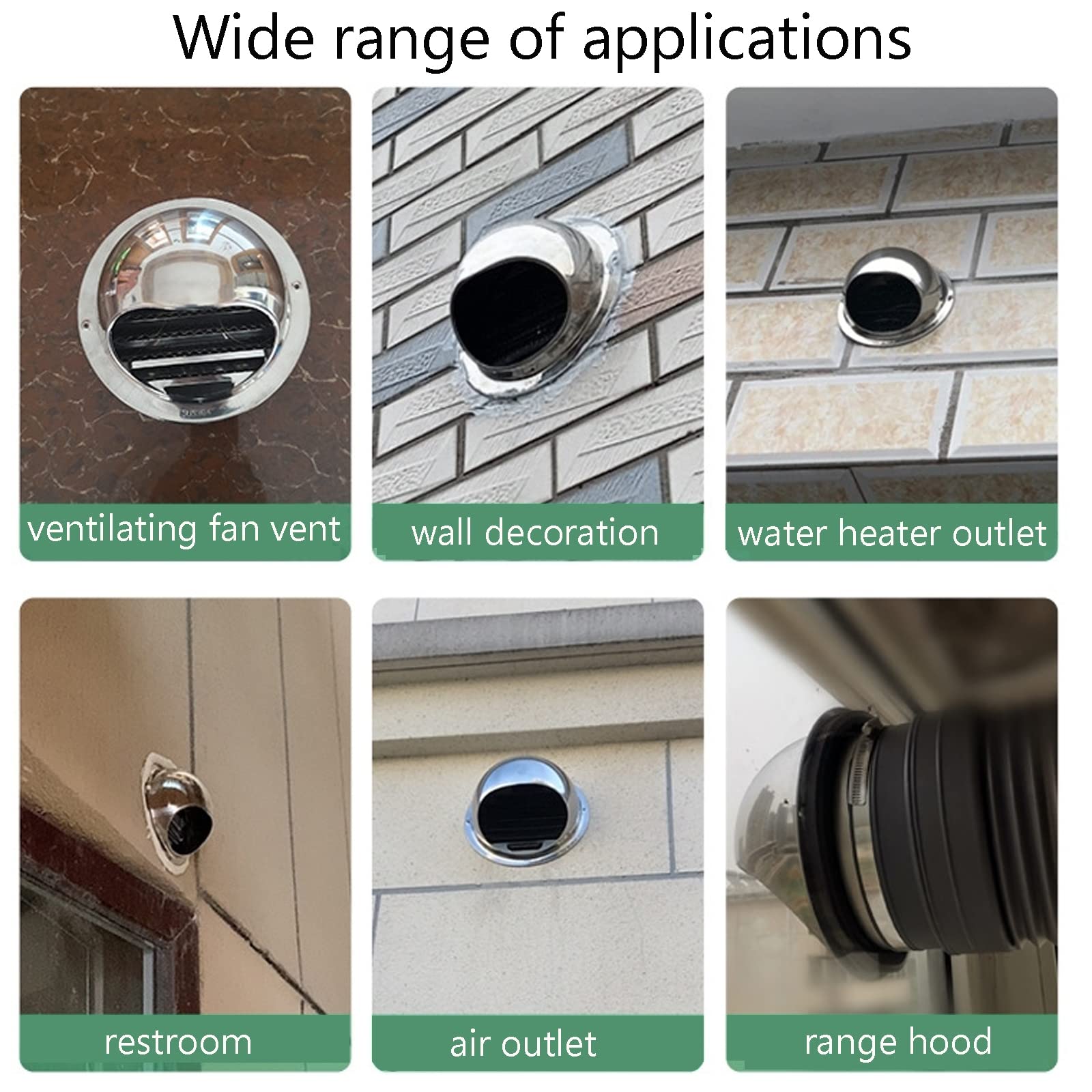 Stainless Steel Round Air Vent with Built-in Fly Screen Mesh - 70mm/2.76in Wall Vent Cap for Home Ventilation - Perfect for Living Rooms, Kitchens & Bathrooms