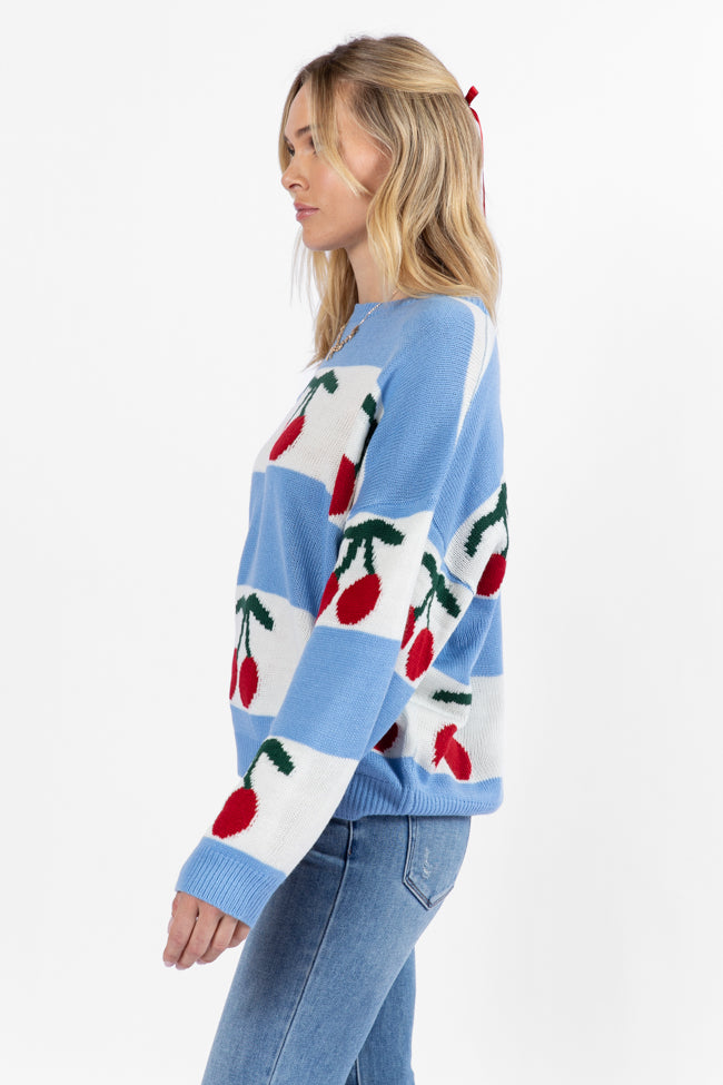 Stylish Blue Sweater for Women | The Cherry On Top Collection | Cozy & Trendy Pullover | Perfect for Casual Outfits & Winter Layering