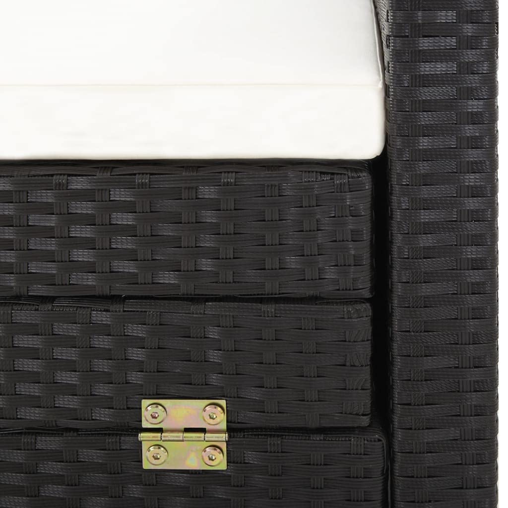 All-Weather Outdoor Sectional Sofa Set - 3-Piece Extendable Patio Furniture with Poly Rattan Roof - Black - Perfect for Deck, Poolside, Backyard & Porch Relaxation