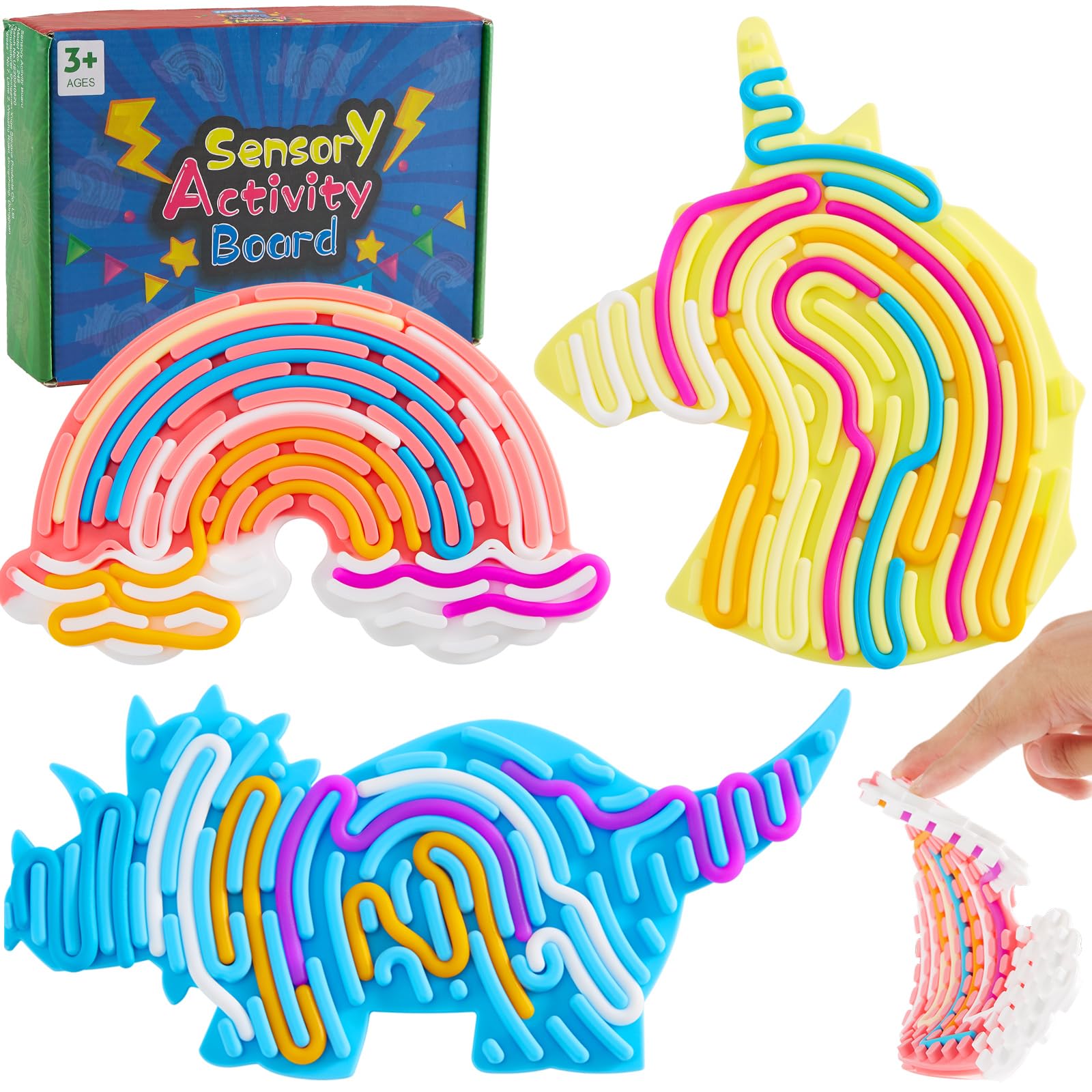 3Pcs Sensory Activity Board for Kids & Adults - Double Sided Fidget Toys for Stress Relief, Focus & Calming - Fine Motor Skill Busy Board for ADHD, Autism & Anxiety - Perfect for Home, School & Travel Use