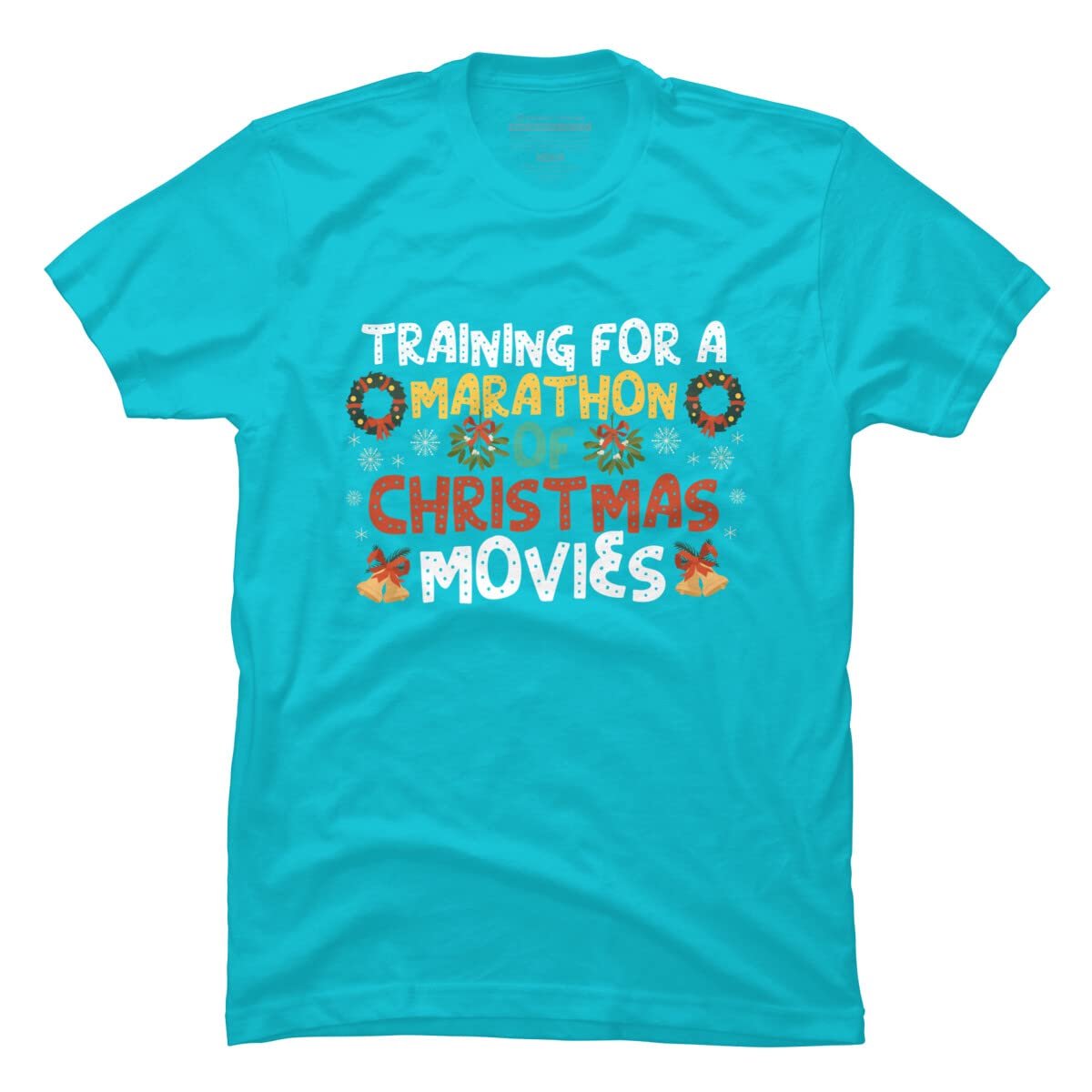 Design By Humans Men's Marathon Training & Christmas Movies Graphic T-Shirt - Funny Holiday Tee for Runners & Movie Lovers - Perfect for Gym, Jogging, and Festive Gatherings