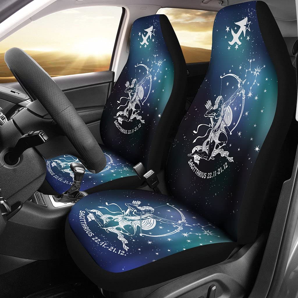 Custom Sagittarius Zodiac Car Seat Covers - Premium Front Seat Protectors (Set of 2) for Cars, SUVs & Trucks - Perfect Gift for Astrology Lovers & Car Enthusiasts