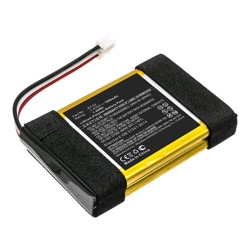 Synergy Digital Replacement Battery for Sony ST-02 Speaker - 7.4V 1000mAh Li-Polymer Battery Pack - Perfect for Home Audio, Outdoor Parties & Portable Sound Systems