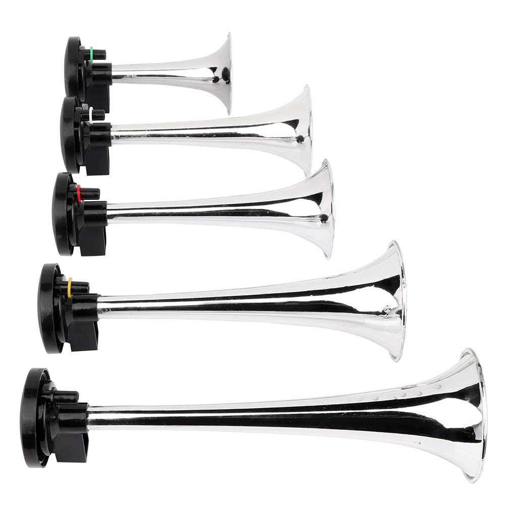 5 Trumpet Electric Train Air Horn with Compressor - 12V Loud Vehicle Horn for Trucks, Cars, SUVs & Boats - Perfect for Emergency Alerts, Off-Roading & Marine Safety