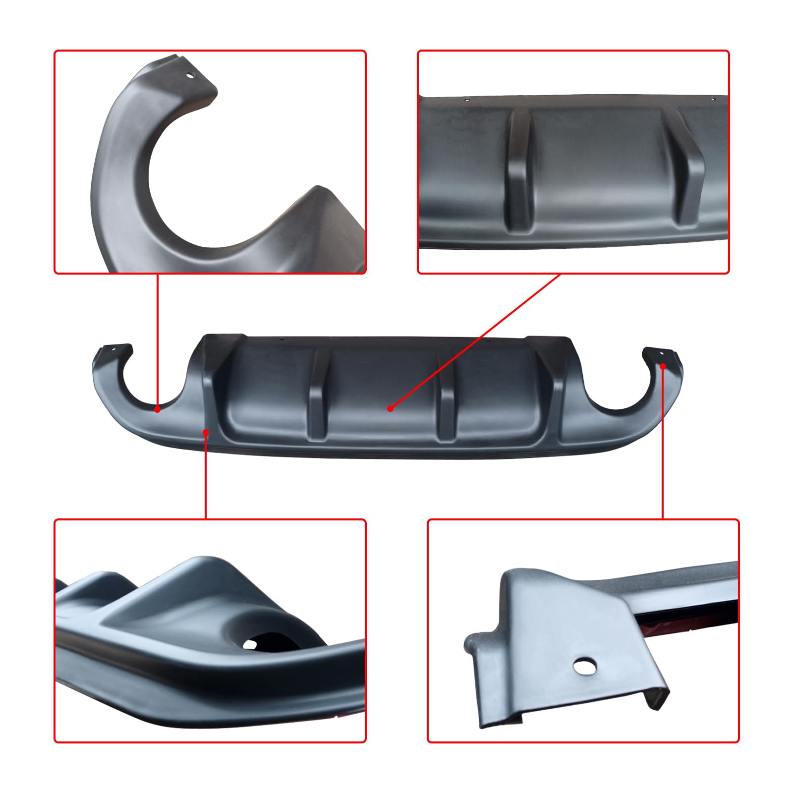 NINTE Rear Diffuser for 2014-2017 Infiniti Q50 - Matte Black PP Rear Bumper Lip Spoiler - Enhances Aerodynamics & Sporty Styling for Car Enthusiasts
