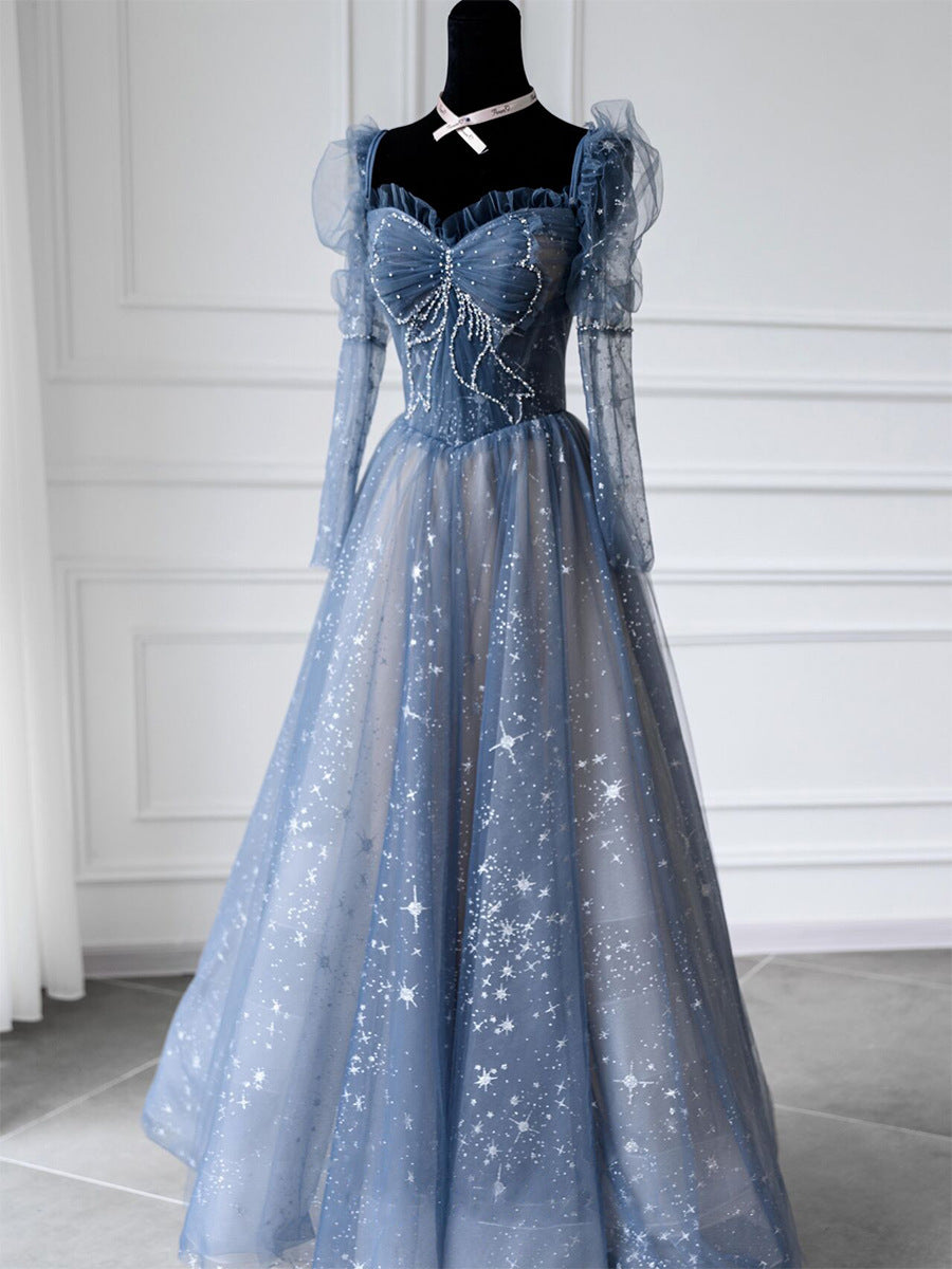 Blue A-Line Tulle Prom Dress with Sweetheart Neckline | Shiny Formal Party Gown for Sweet Princess | Perfect for Prom, Homecoming, Quinceañera & Special Occasions