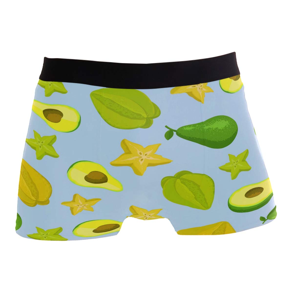 Men's Boxer Brief Underwear - Soft & Breathable Tropical Fruit Print (Carambola, Avocado) - Anti Ride Up Design for All-Day Comfort - Perfect for Workout, Travel & Daily Wear