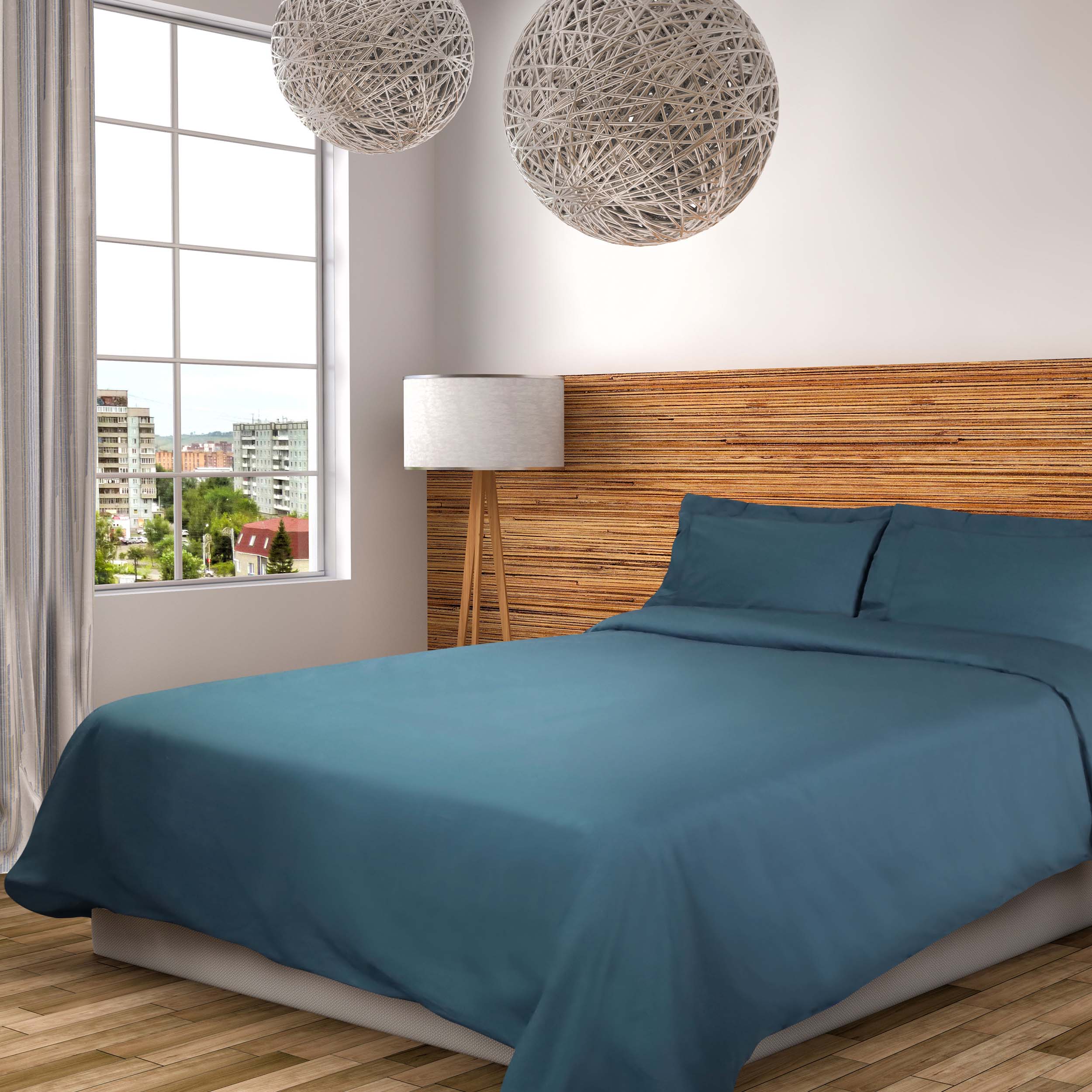 300 Thread Count Cotton Percale Solid Duvet Cover Set - Queen Size, Breathable & Soft Bedding Set for All Seasons - Perfect for Master Bedroom, Guest Room & Hotel Use
