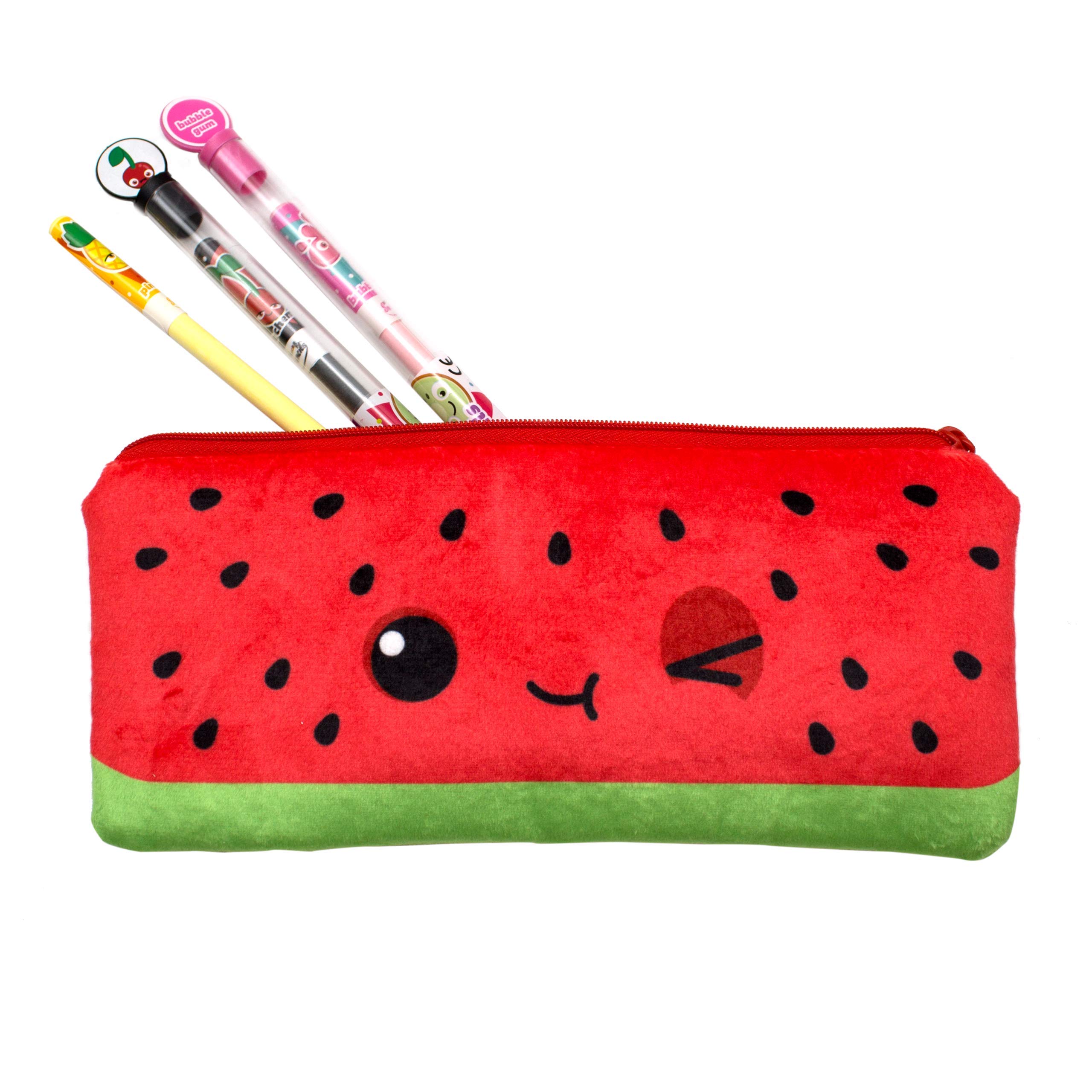 Scentco Cutie Fruities Scented Pencil Pouch - Watermelon & Grape Scented School Supplies for Kids - Perfect for Classroom Rewards, Back to School, Birthday Gifts & Organizing Stationery