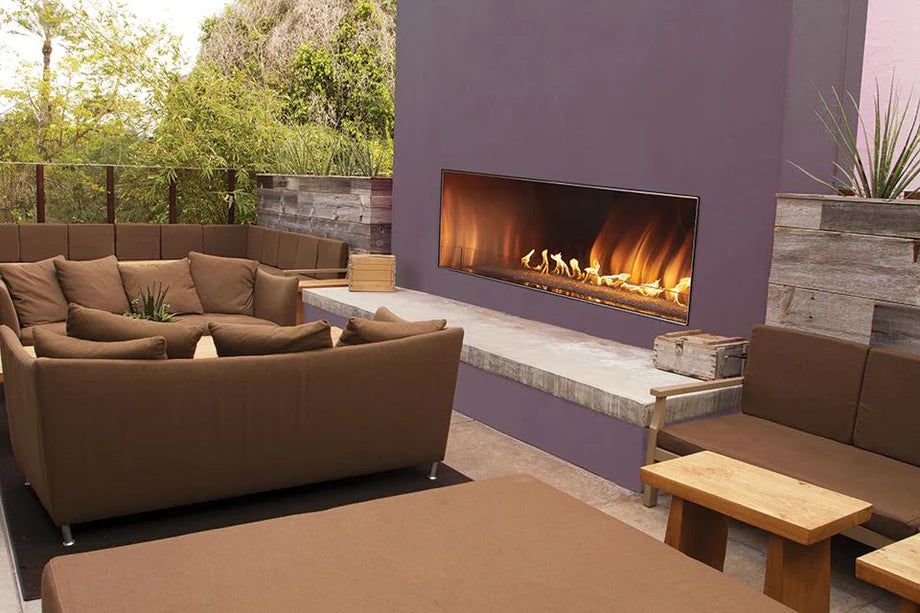 60 Inch Single Sided Outdoor Linear Fireplace - Empire Carol Rose - Modern Patio & Backyard Heating Solution for Decks, Gardens & Outdoor Living Spaces