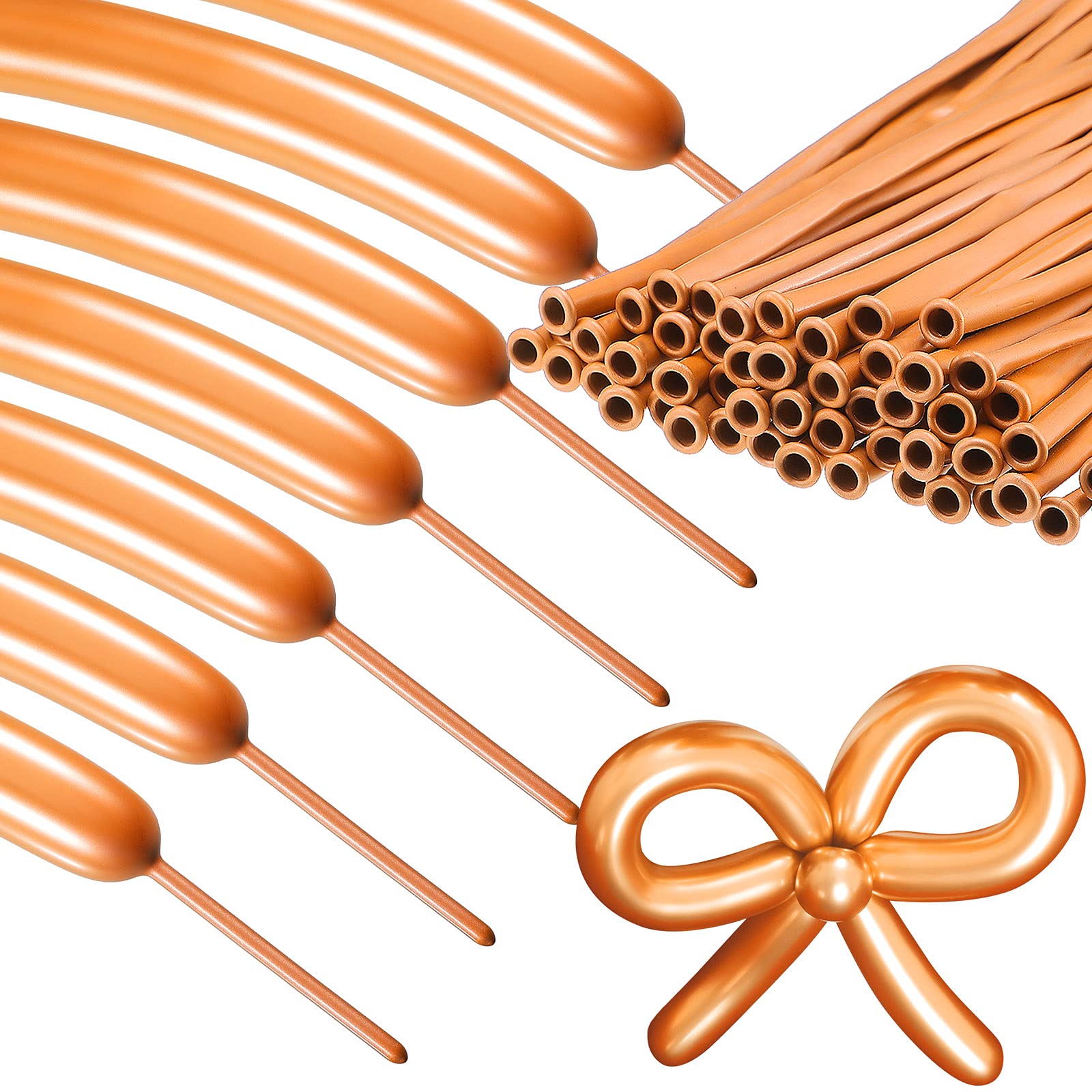 50 Pack 260Q Twisting Balloons - Metallic Rose Gold Latex Balloons for DIY Modeling, Balloon Animals, Party Decorations - Perfect for Birthday, Wedding, Engagement, Anniversary & Festival Celebrations