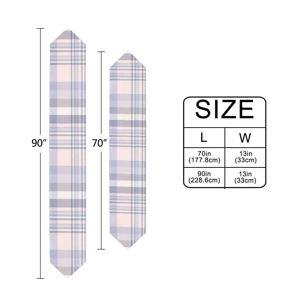 Vikko Purple Checkered Plaid Table Runner - 13x90 Inch Polyester Decorative Tablecloth for Dining Room, Coffee Table, Kitchen - Perfect for Family Dinners, Indoor/Outdoor Parties, Weddings & Holiday Decor