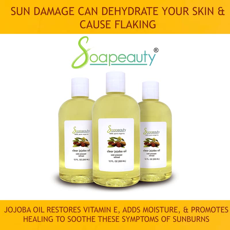 Pure & Natural Soapeauty Clear Jojoba Oil - 100% Cold Pressed, Hexane Free, Refined Moisturizing Oil for Skin, Face, Hair & Nails - 7 Pound Bulk Size for DIY Beauty, Massage Therapy & Aromatherapy