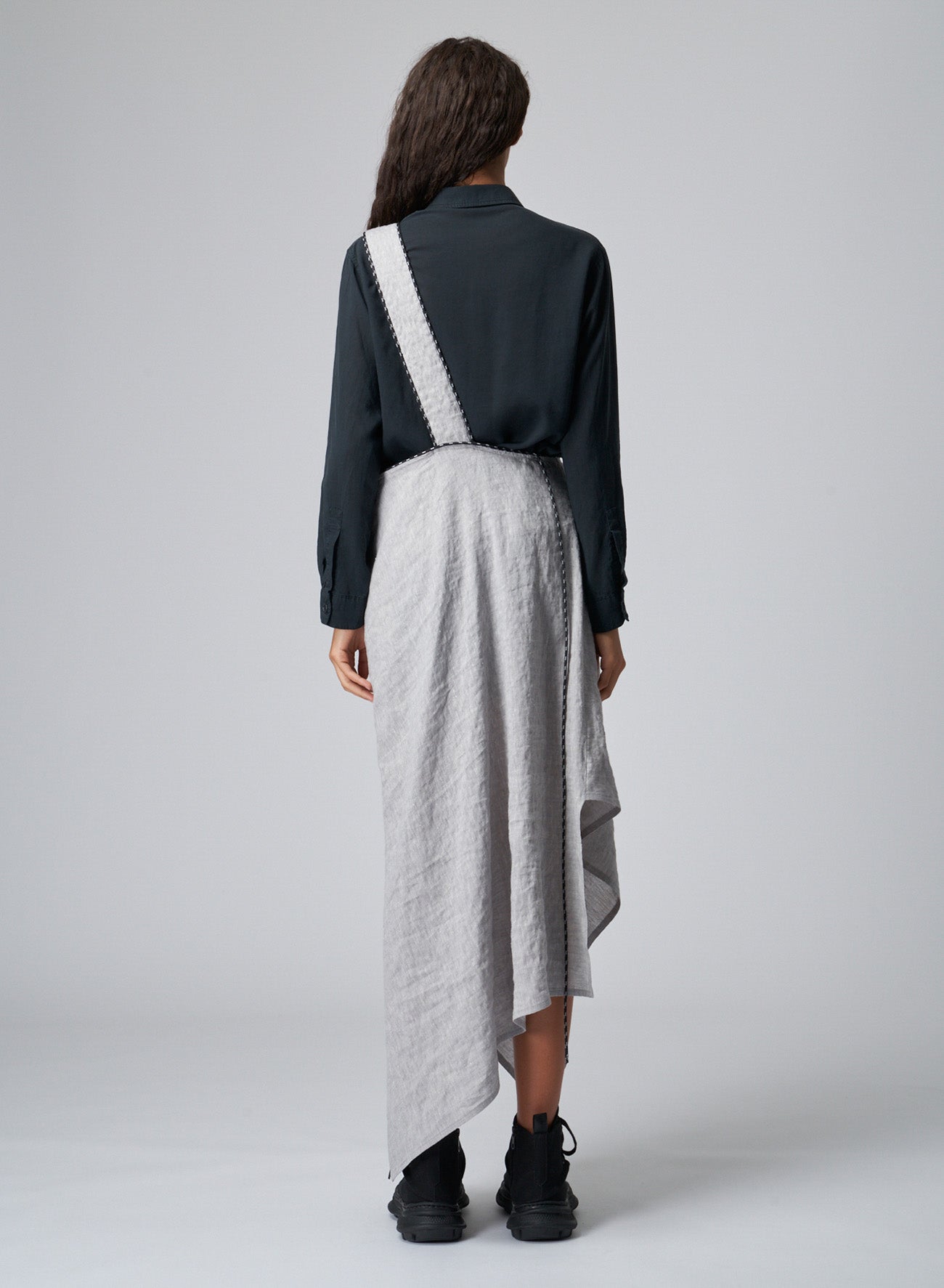 Breathable Linen Rayon Asymmetric Skirt with Adjustable Shoulder Strap | Summer Boho Beach Dress for Women