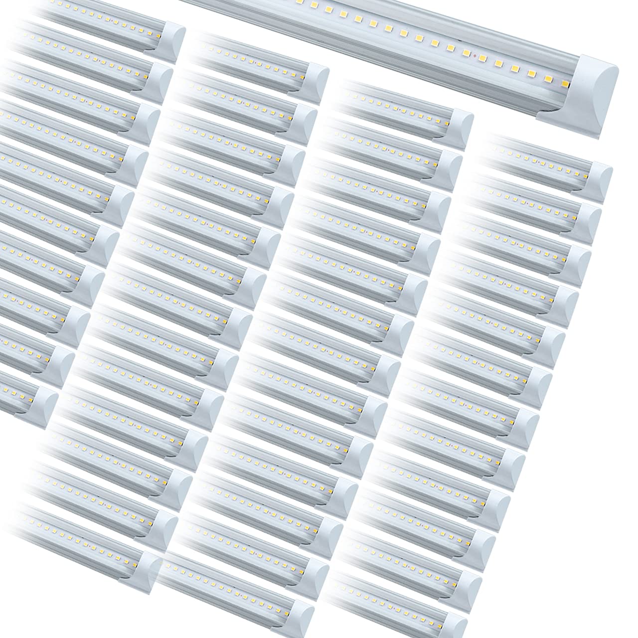 48 Pack 2FT 10W 6000K Daylight White LED Shop Lights - Linkable T8 Integrated Tube Lights with Clear Cover & On/Off Switch Cord - Perfect for Garage, Workshop, Workbench, Kitchen Under Cabinet Lighting & Commercial Spaces