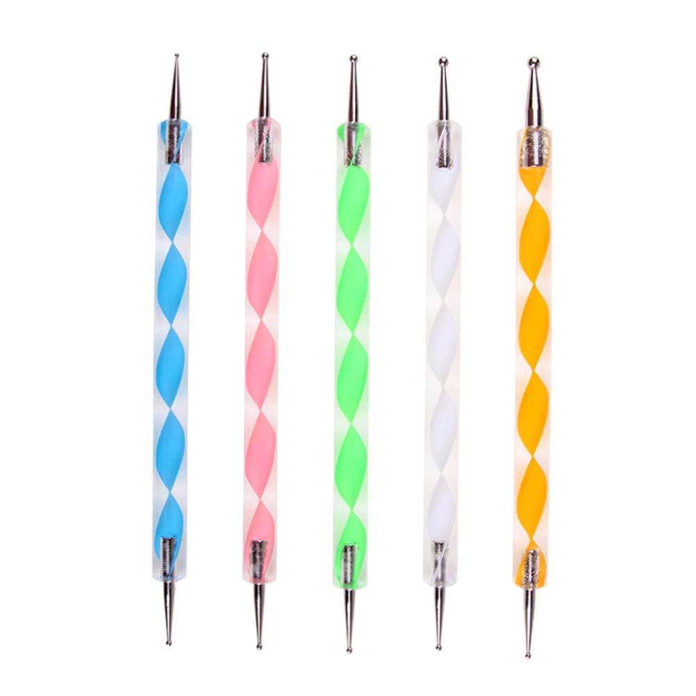 AmigozZ 5-Piece Nail Art Dotting Tools Set - Marbleizing & Stamping Pens for Professional Nail Design (Multicolor) | Perfect for Salon, Home Manicure & DIY Nail Art