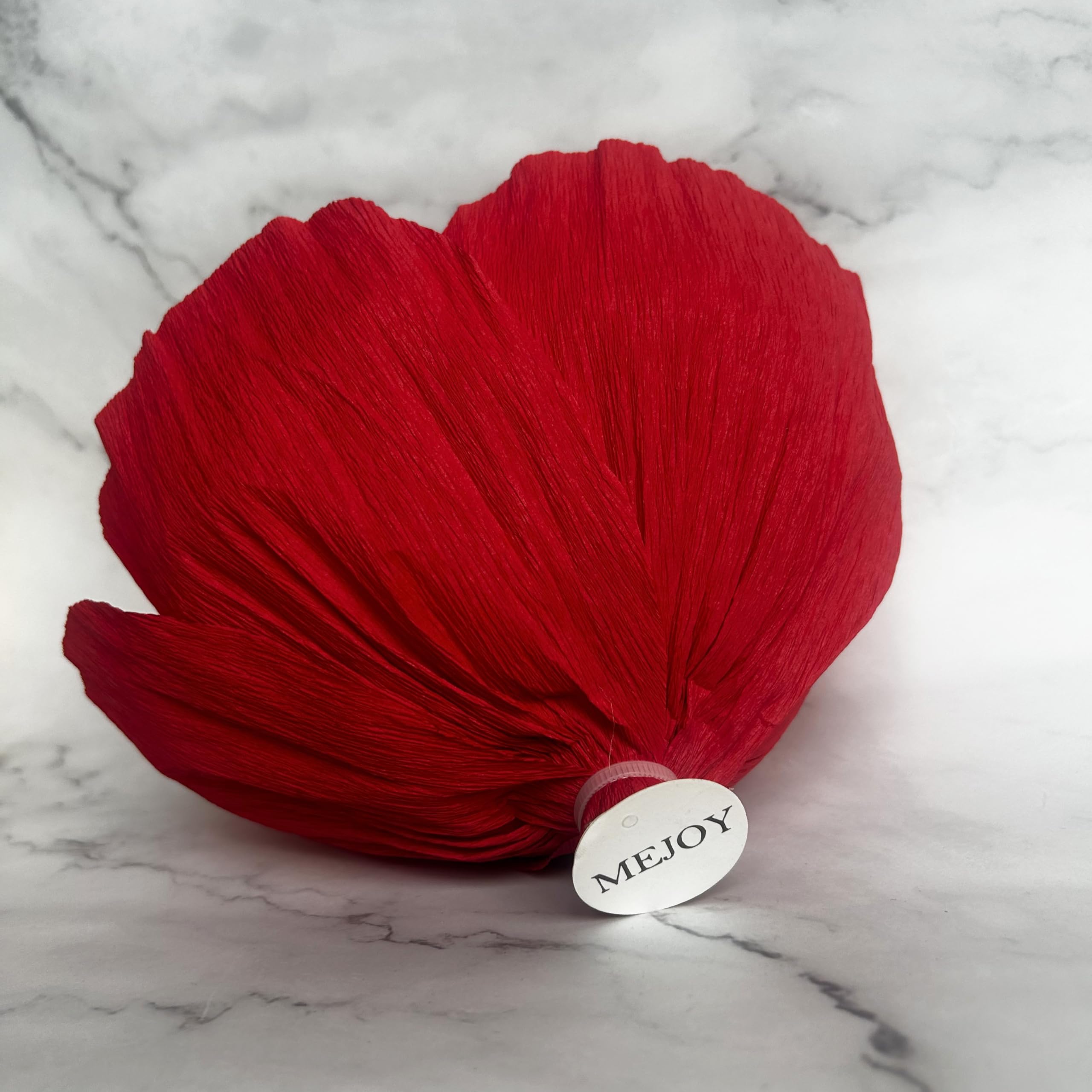 Artificial Crepe Paper Flowers - Wedding, Baby Shower & Party Decor (Red, 5-Pack) for Walls & Backdrops
