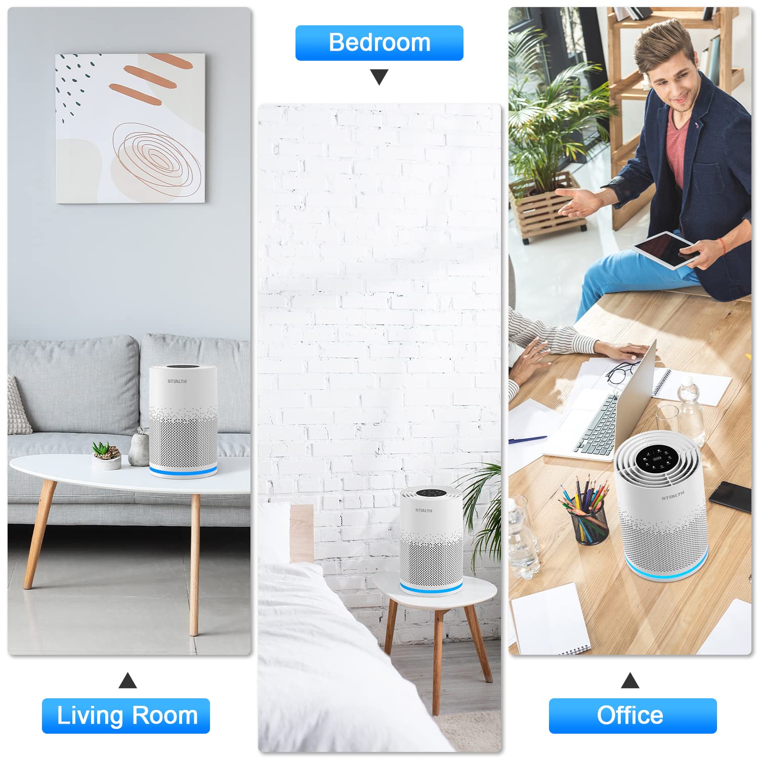 STEALTH H13 True HEPA Air Purifier for Home & Office - 323 sq.ft Coverage, Removes 99.97% of Dust, Smoke, Pet Dander, Odors - Quiet Desktop Air Cleaner for Bedroom, Living Room, Nursery (Model JAP230W) - Perfect for Allergy Sufferers and Pet Owners