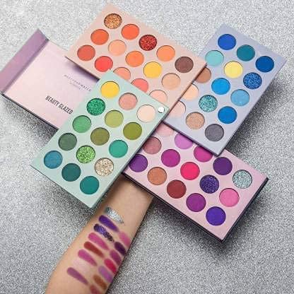 First Beauty 60 Color High Pigmented Eyeshadow Palette - Long Lasting Makeup Set with 6Pcs Beauty Blender (7 Items) | Perfect for Professional Makeup, Party Looks & Everyday Glam