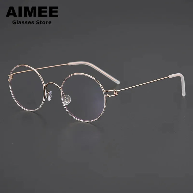 Aimee Women's Full Rim Round Screwless Titanium Eyeglasses 13120 - Lightweight & Durable Eyewear for Work, Reading & Fashion